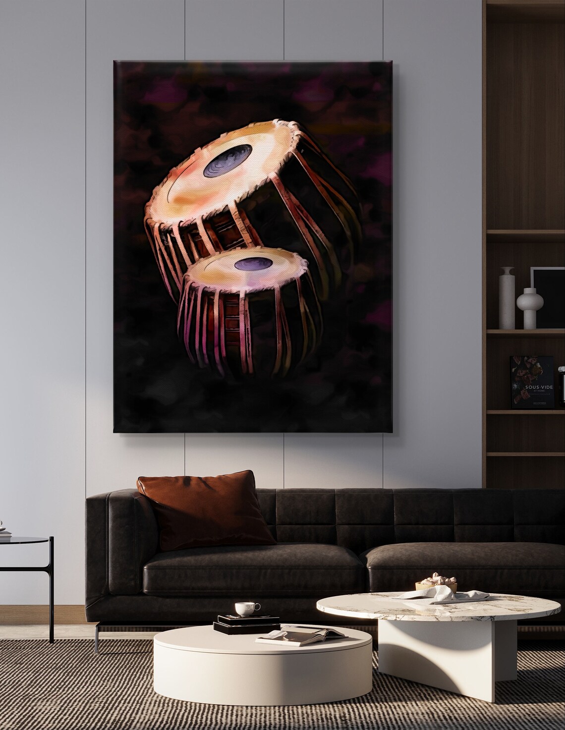 Indian Tabla Drums Still Life Painting on Dark Moody Background Poster - Image 5