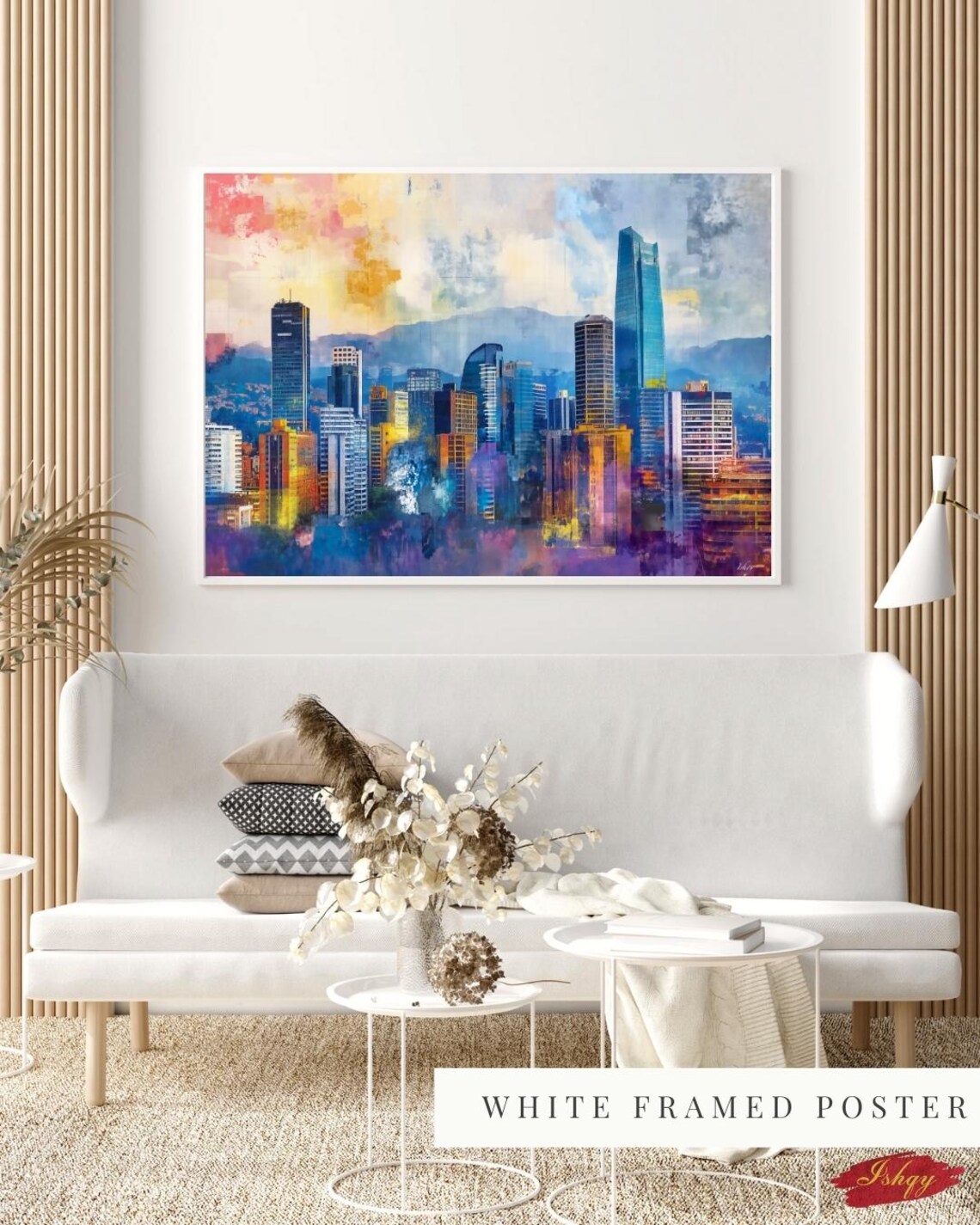 Bogota Skyline Art Colorful Cityscape Colombia Urban Decor Modern City Print Bogota Wall Art Abstract Skyline Urban Landscape Art - Image 2