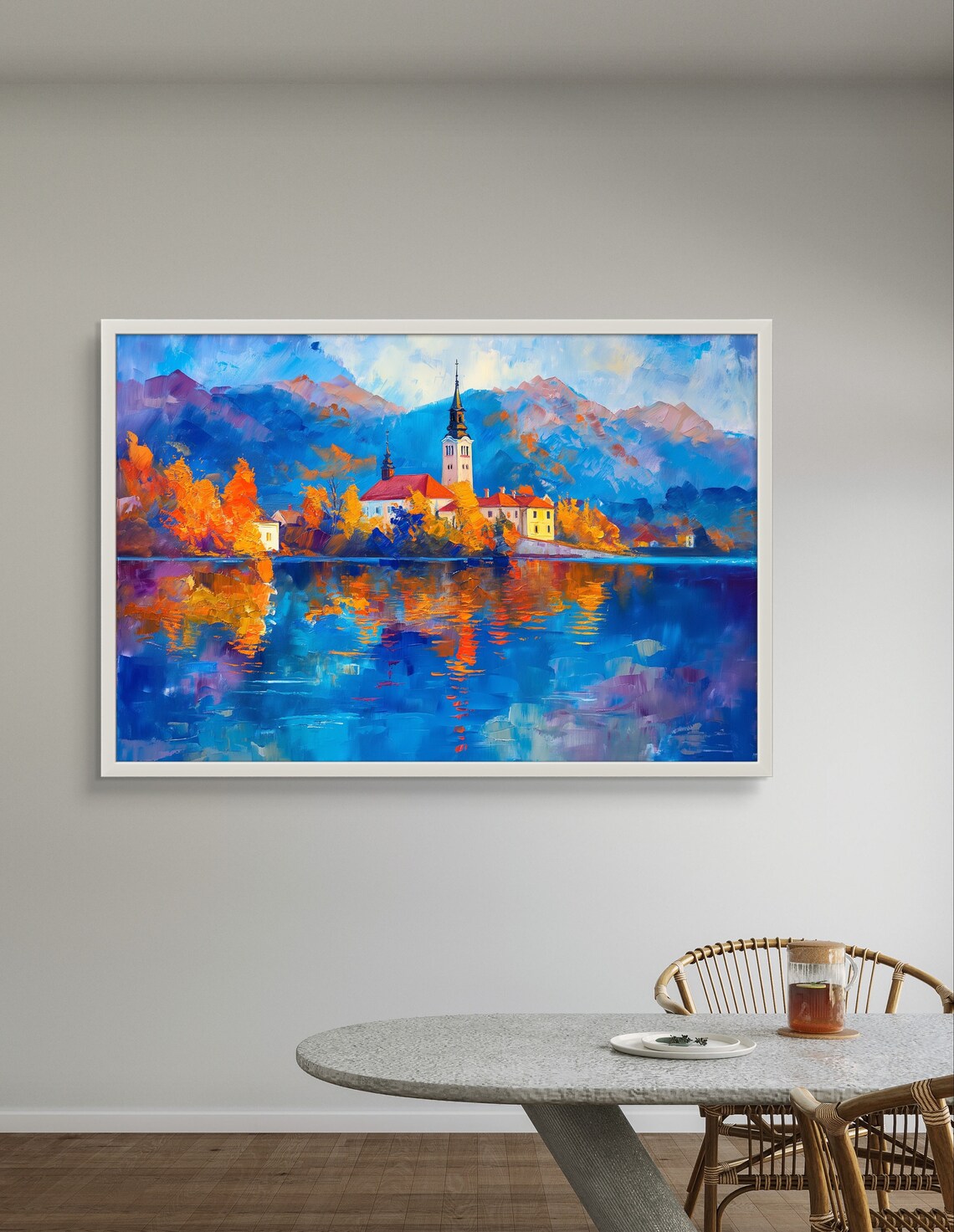 Lake Bled Slovenia Island Church with Autumn Reflections Travel Poster - Image 2