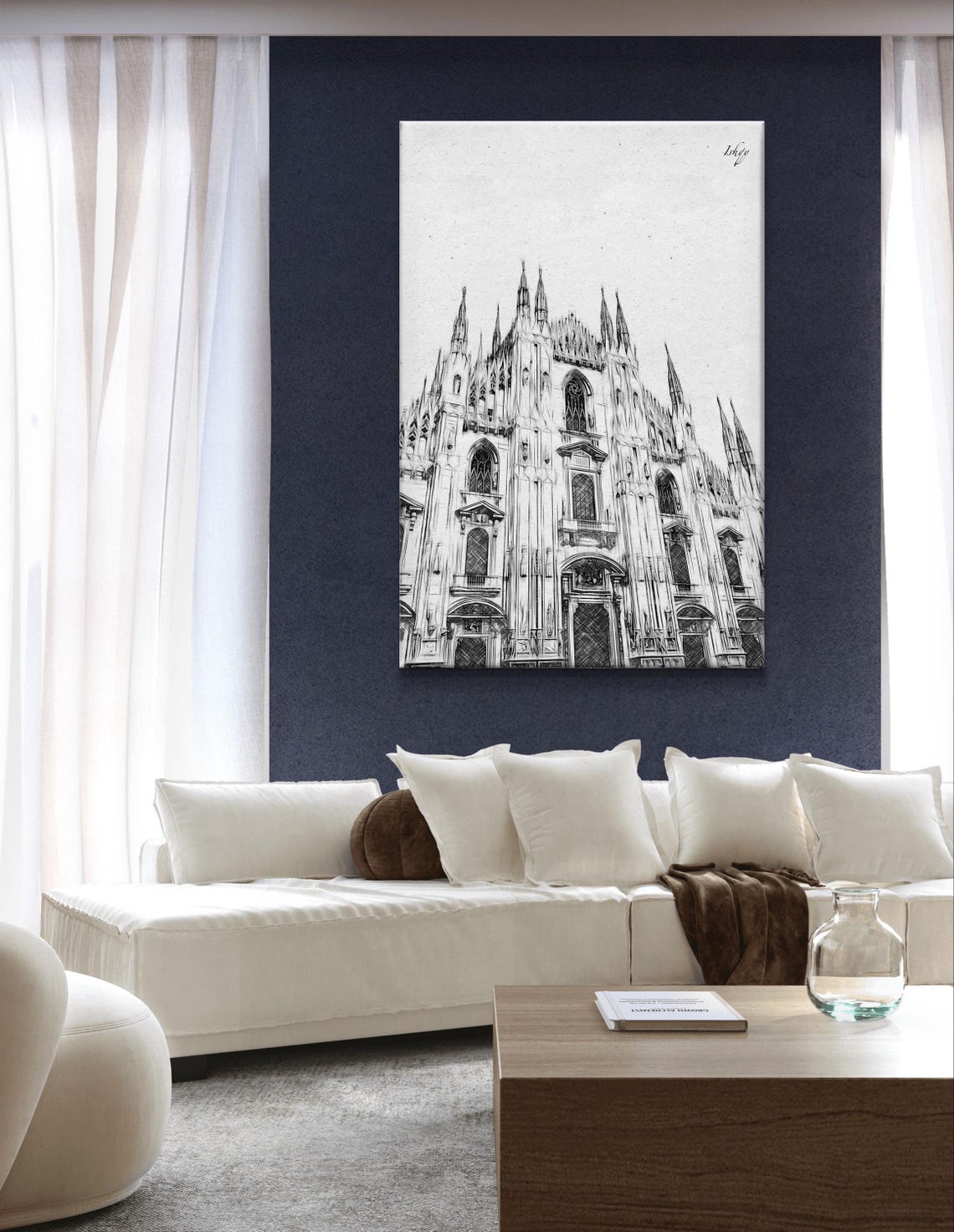 Duomo di Milano Gothic Cathedral Facade Ink Sketch Art Poster - Image 5