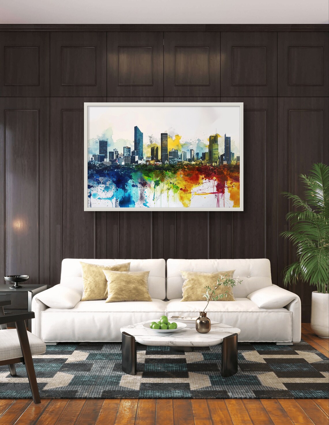 Mexico City Skyline Rainbow Watercolor Urban Cityscape Art Poster - Image 3