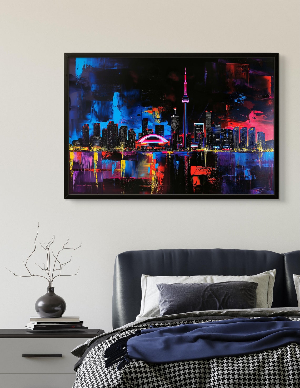 Toronto Skyline at Night with CN Tower and Glowing Reflections Poster - Image 2