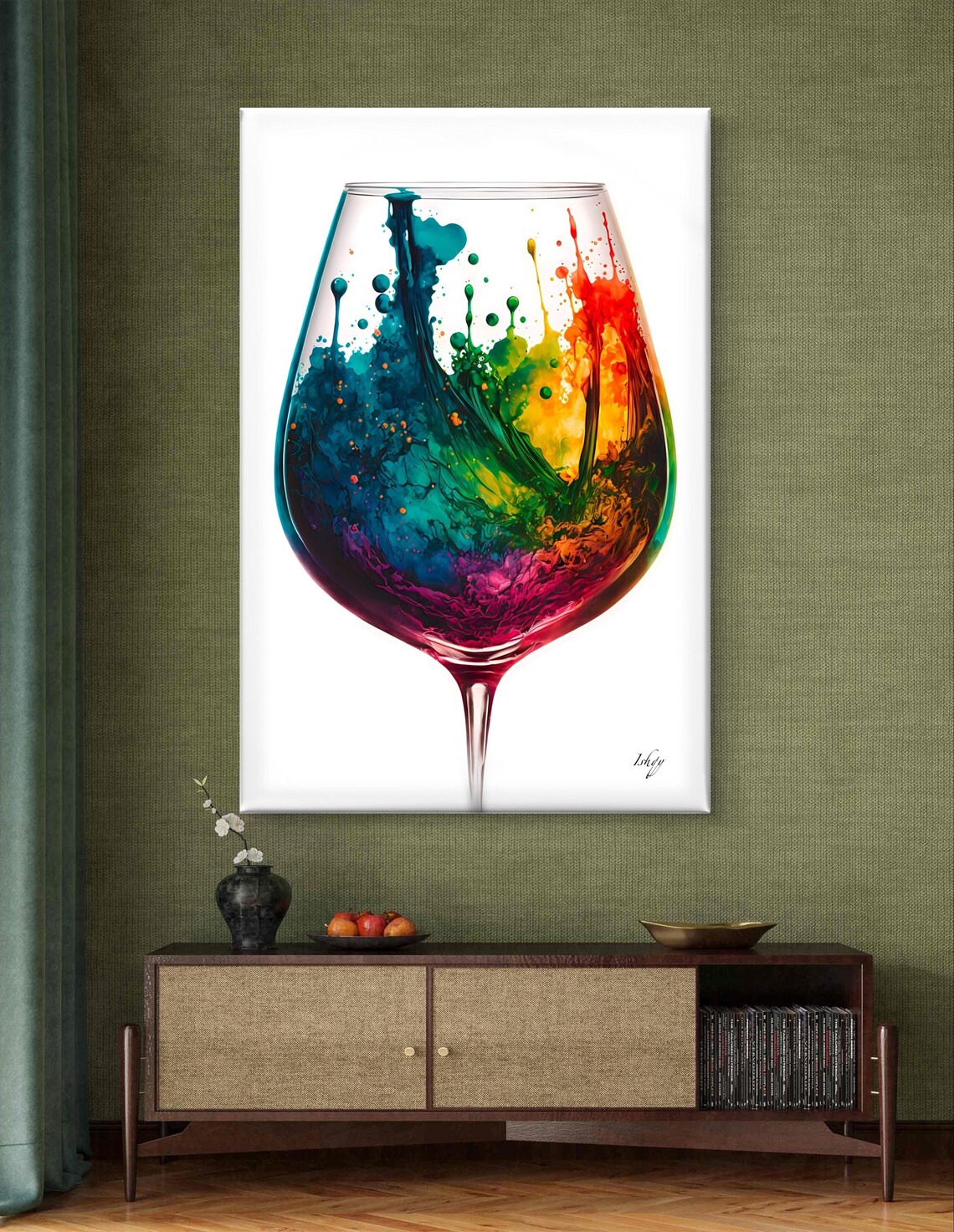Watercolor Wine Glass Painting, Modern Wine Poster - Image 6