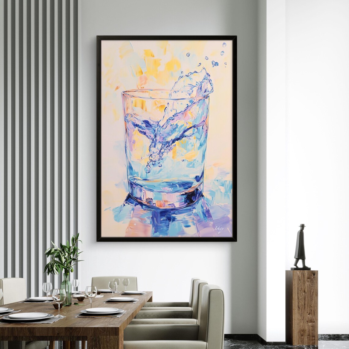 Dynamic Water Splash in a Glass Impressionist Painting Wall Poster - Image 2