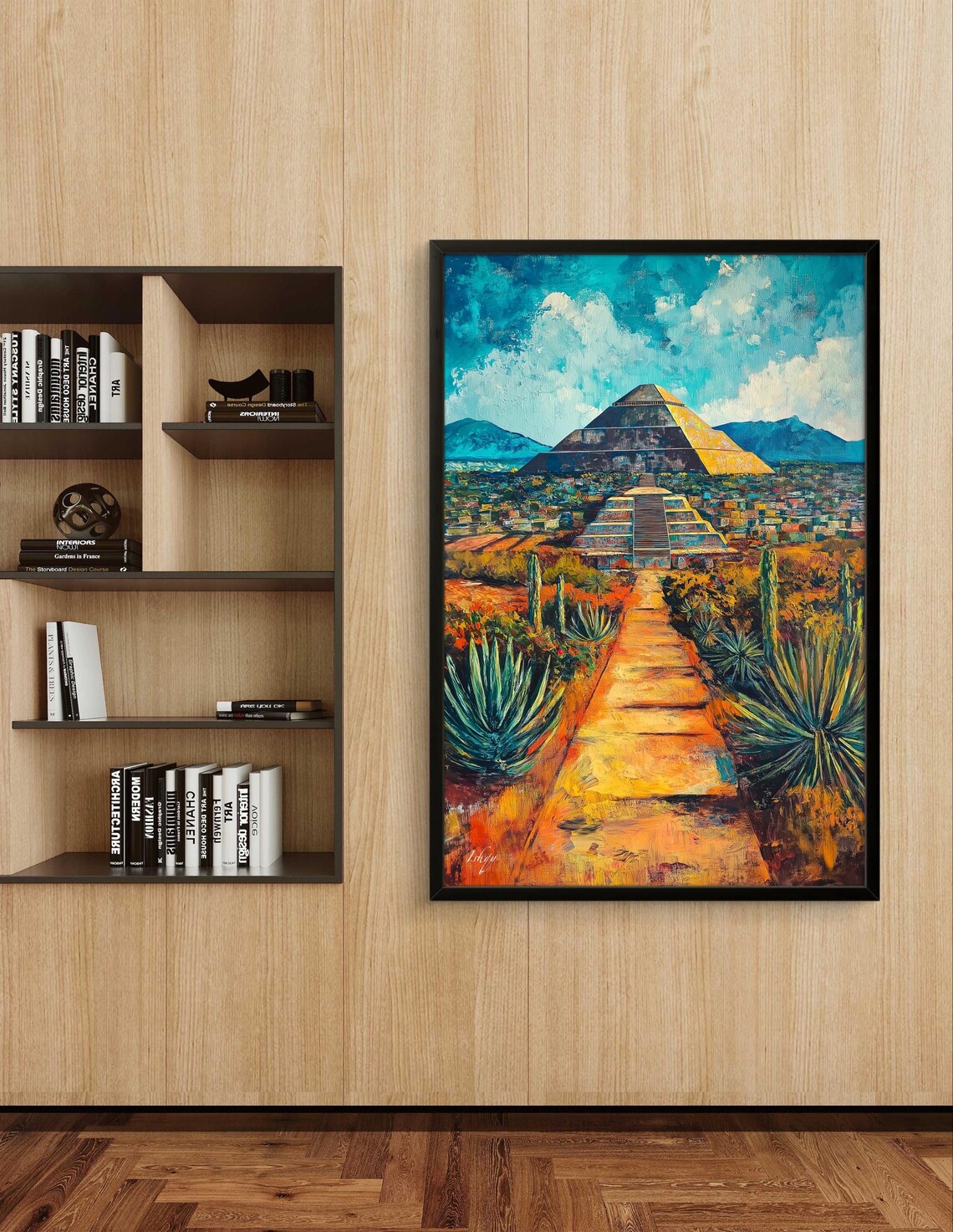 Teotihuacan Pyramid of the Sun Ancient Mexican Ruins Golden Sky Poster - Image 3