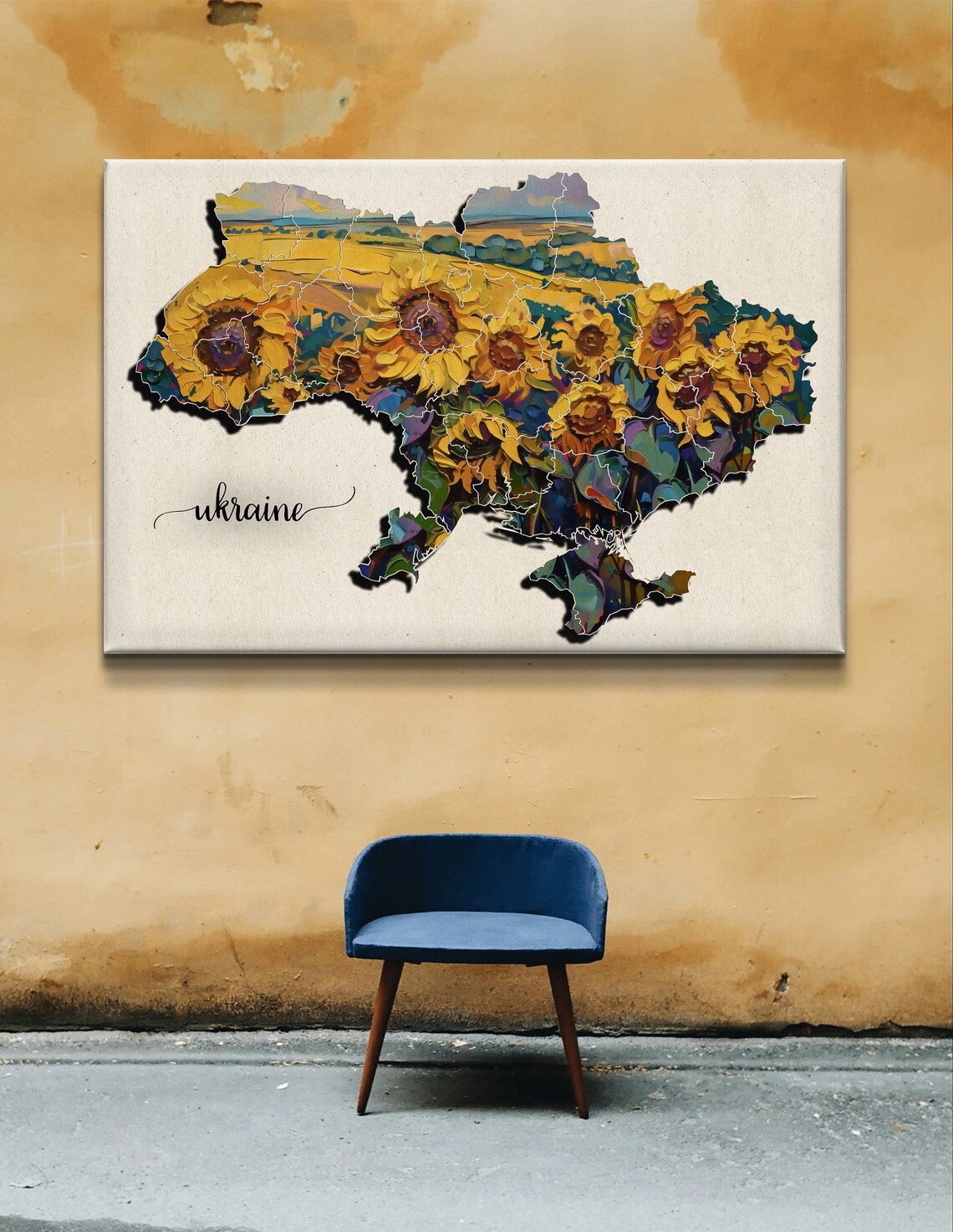 Ukraine Country Map Filled with Sunflower Painting Art Poster - Image 6