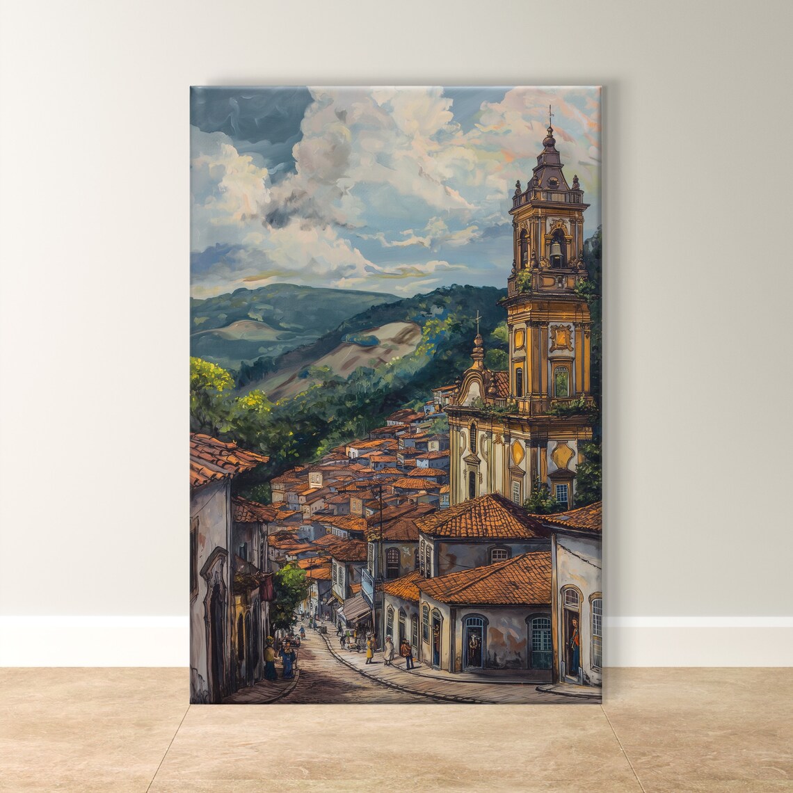 Ouro Preto Street Scene, Colonial Architecture Art Print