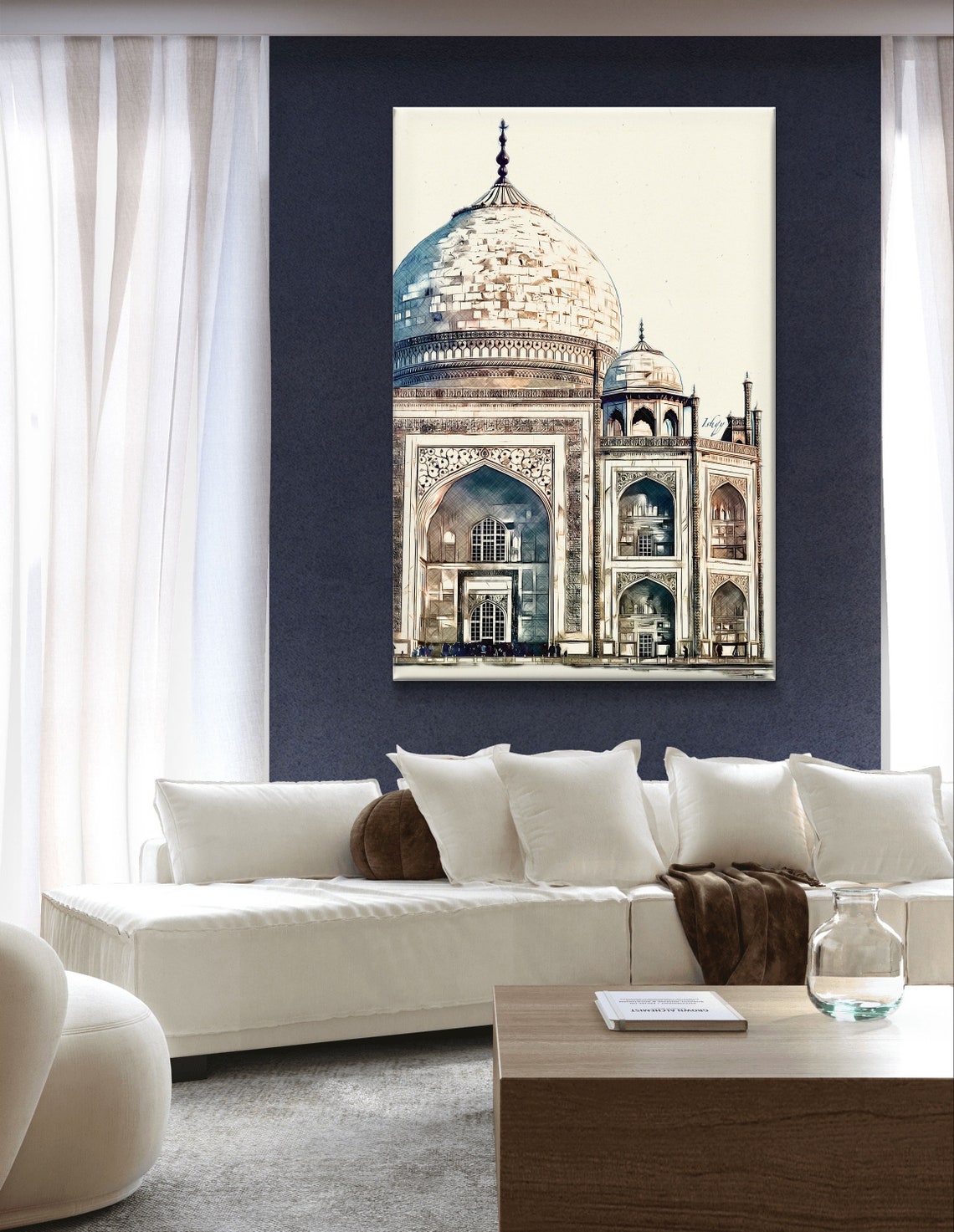 Taj Mahal White Marble Dome Minimalist Ink Sketch Decor Poster - Image 4