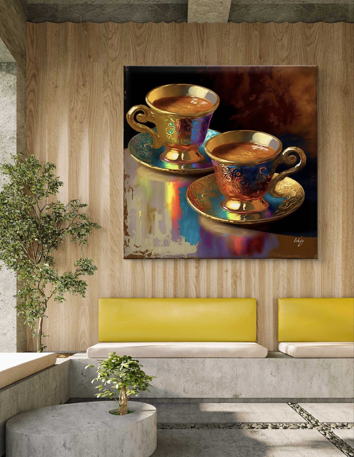 Two Golden Ornate Turkish Tea Cups Still Life Art Decor Poster - Image 6