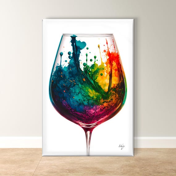 Watercolor Wine Glass Painting, Modern Wine Poster