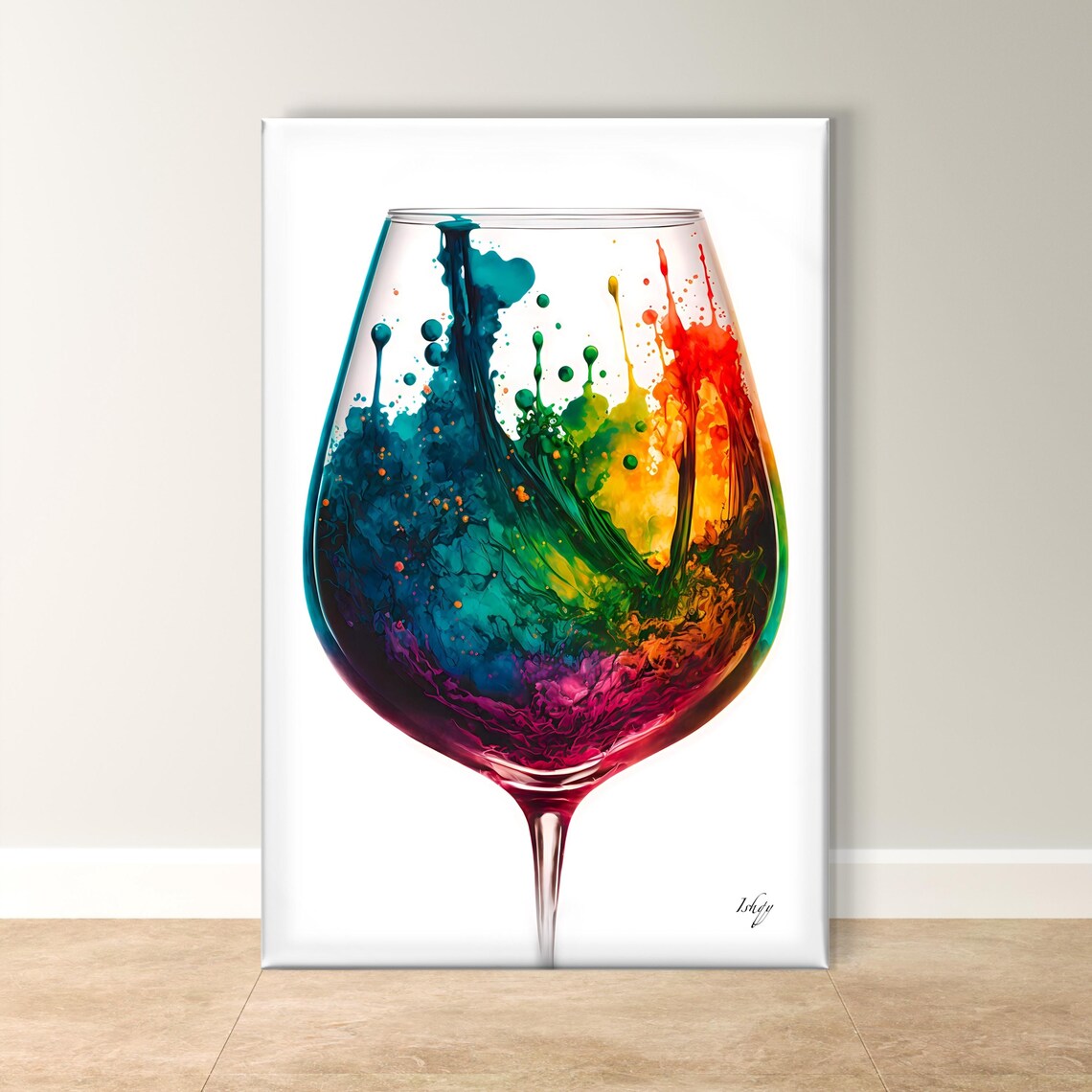 Watercolor Wine Glass Painting, Modern Wine Poster