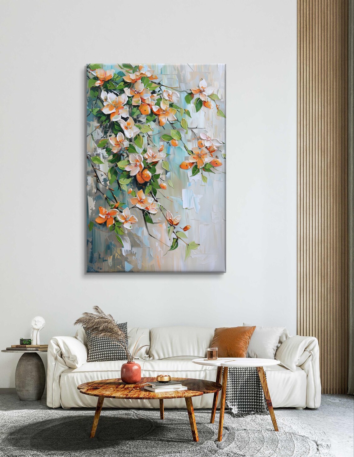 Orange Blossom Branches in Bold Impasto Floral Oil Painting Poster - Image 3