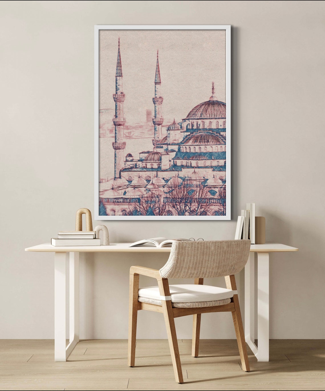 Blue Mosque in Istanbul Architectural Pencil Sketch Landmark Poster - Image 2