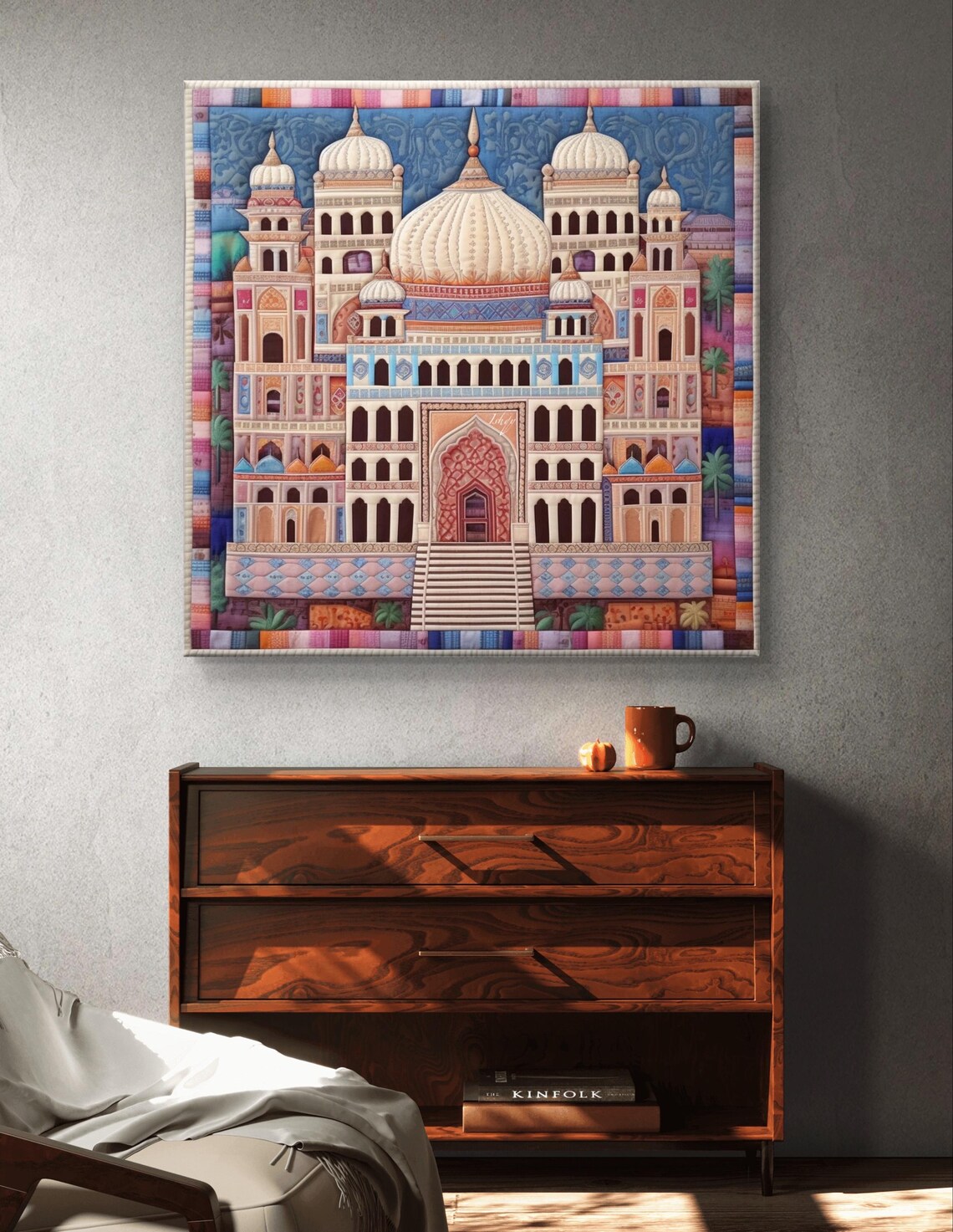 Mughal Domed Palace Patchwork Quilt Style Folk Indian Art Poster - Image 6