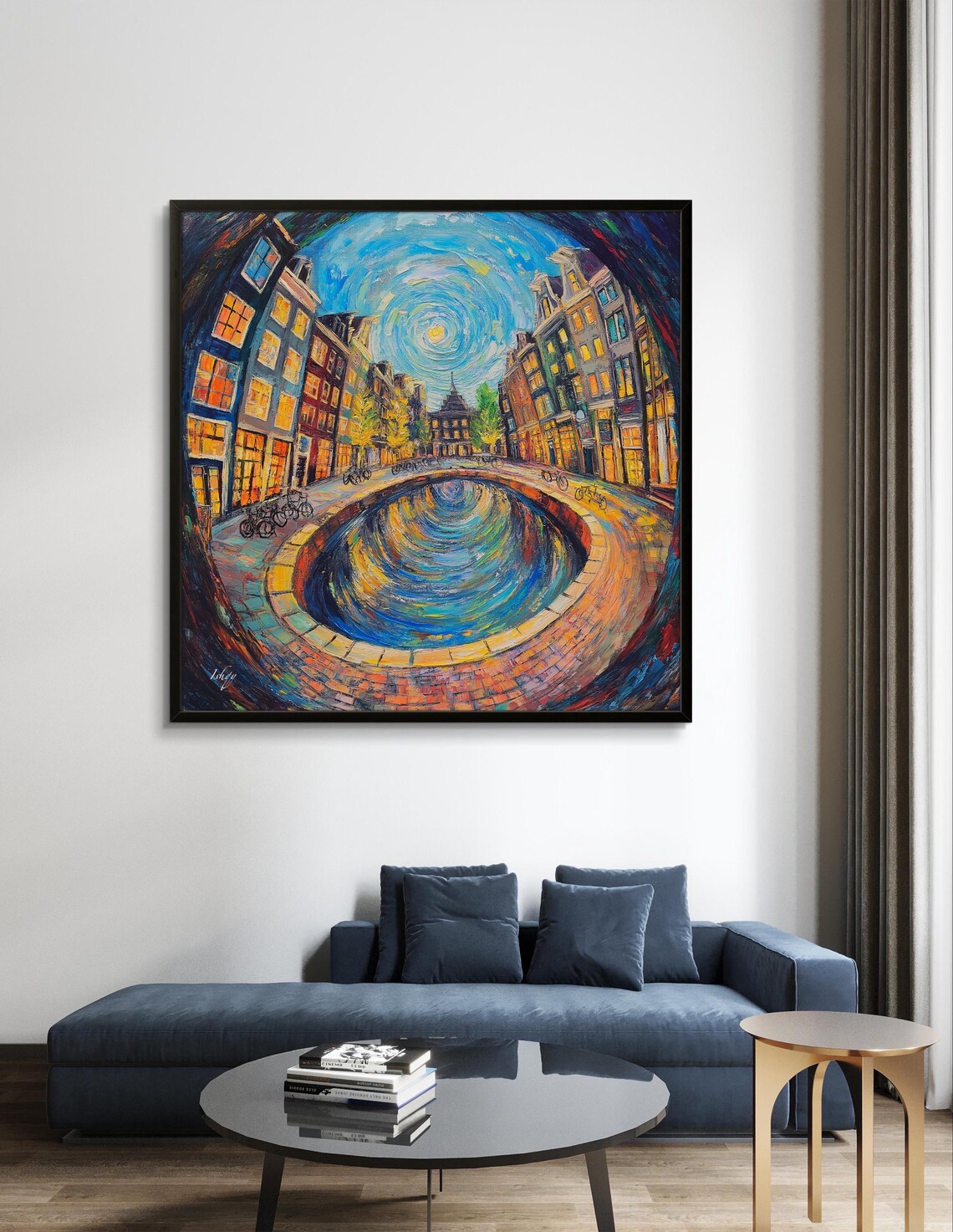 Amsterdam Canal Starry Night Swirling Dutch Cityscape Poster - Image 2
