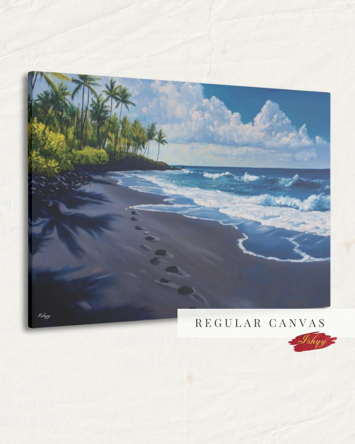 Punaluu Black Sand Beach Hawaii Shore Path Seascape Poster For Homes - Image 2