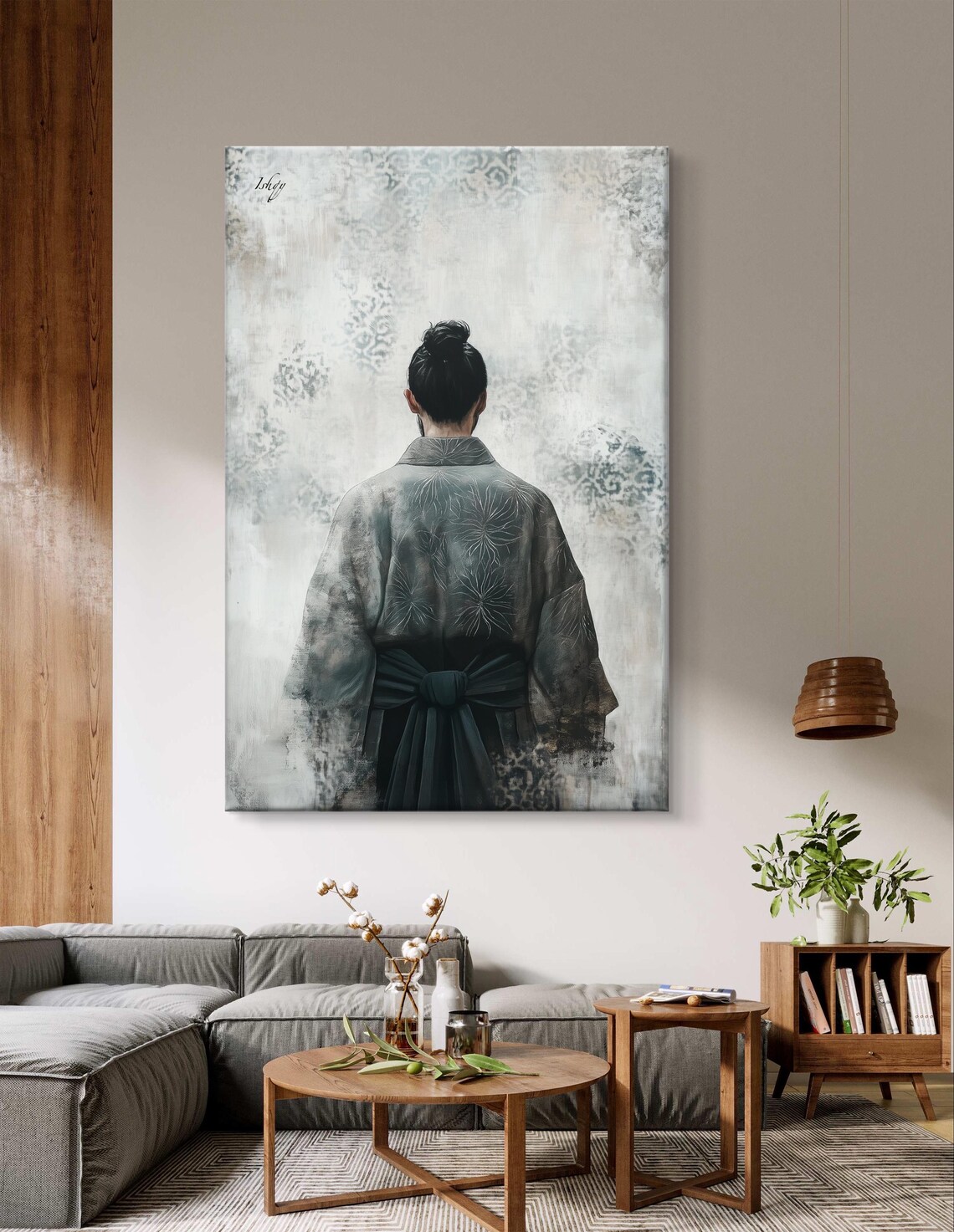 Woman in Gray Kimono Minimalist Zen Japanese Back Portrait Poster - Image 4