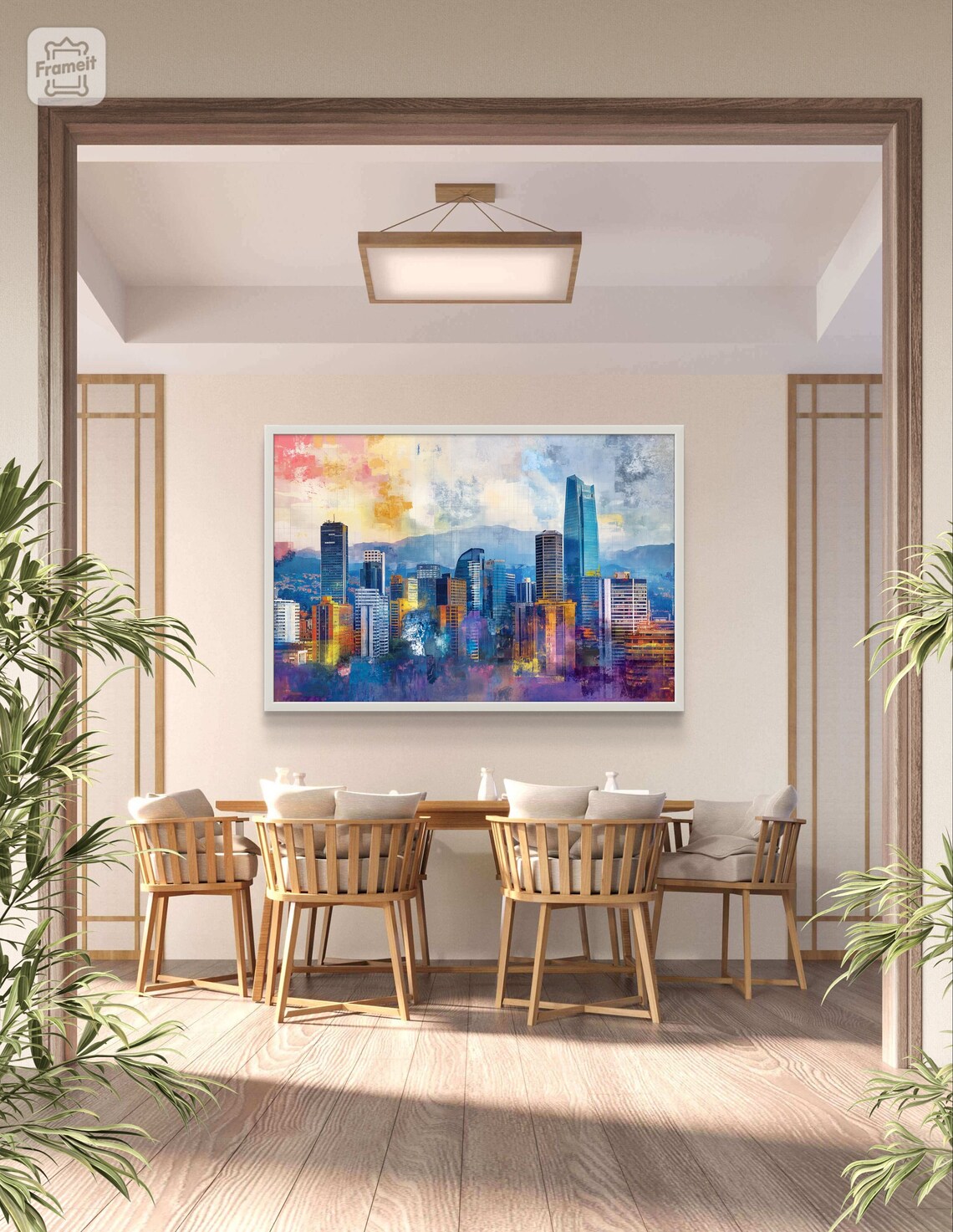 Bogota Colombia Skyline with Andes Mountains in Colorful Hues Poster - Image 2