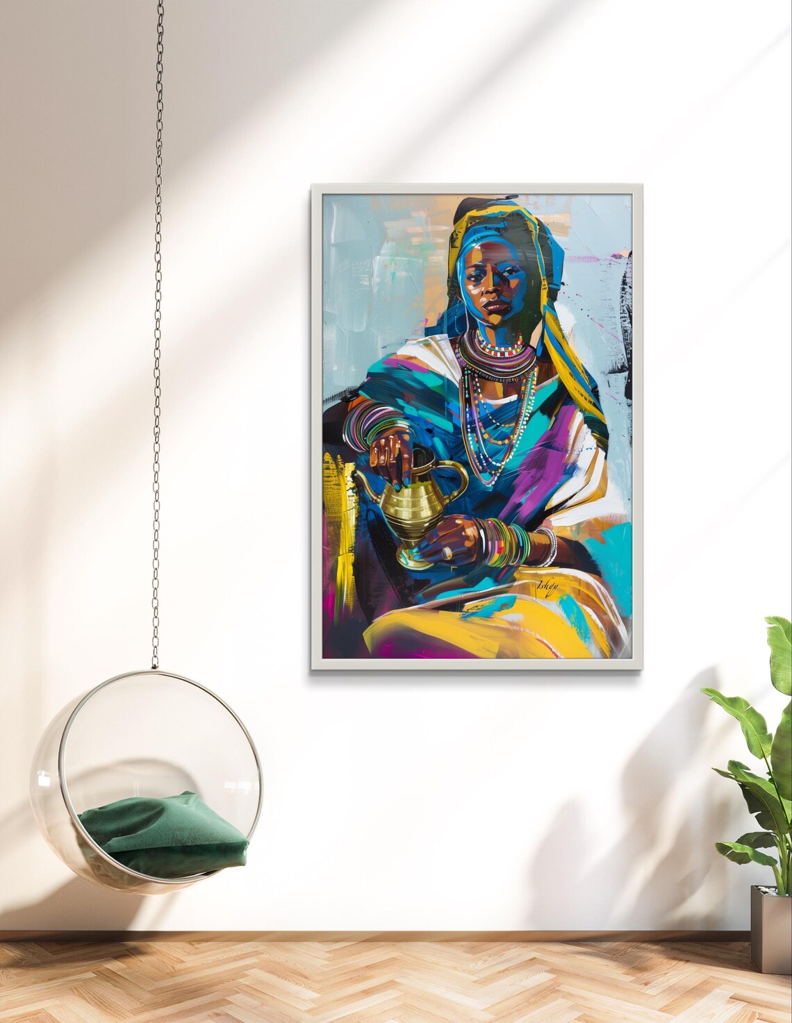 Ethiopian Woman Habesha Kemis Art Print, Vibrant Decor - Image 4