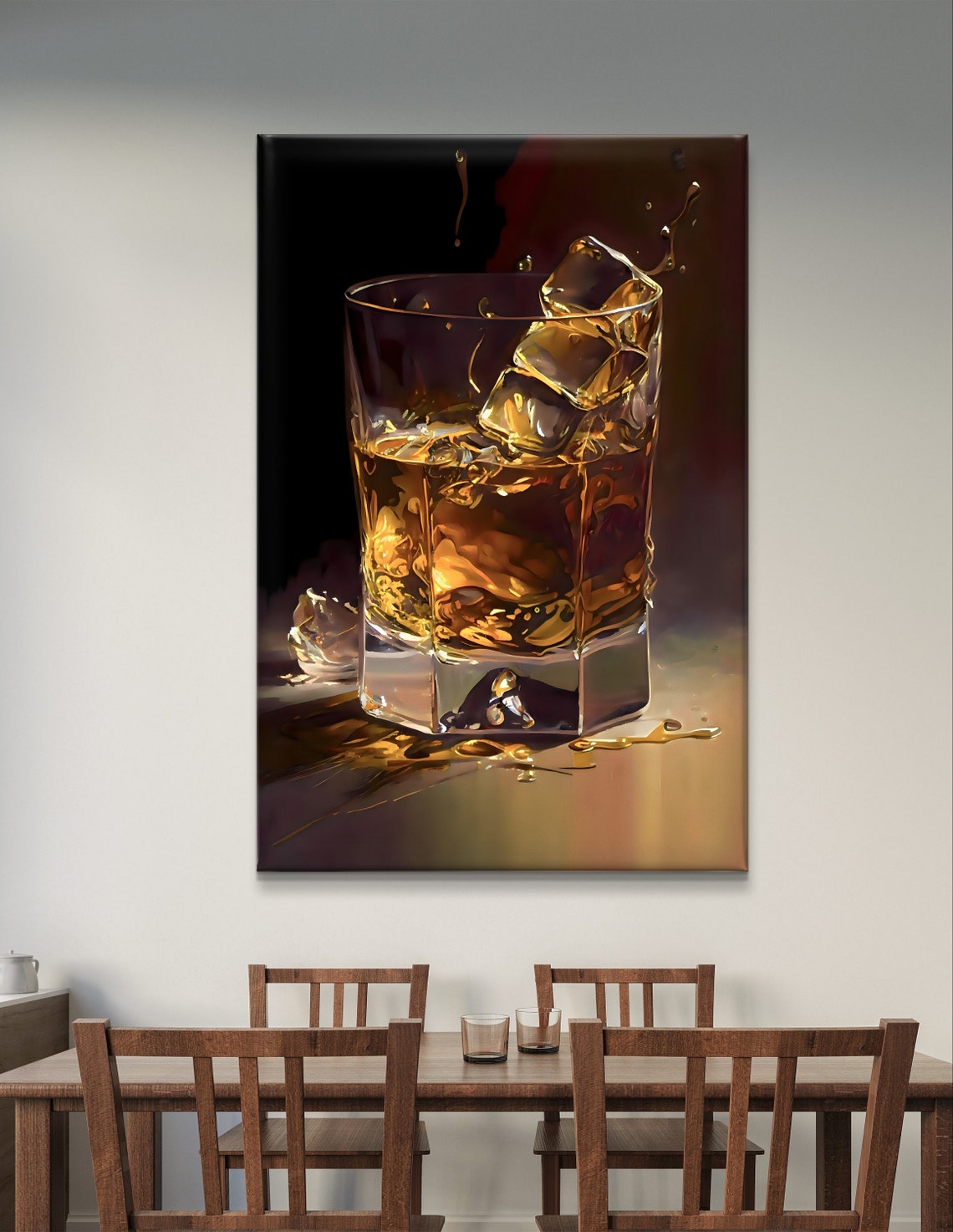 Whiskey Glass With Melting Ice Cubes Dramatic Bar Decor Poster - Image 6