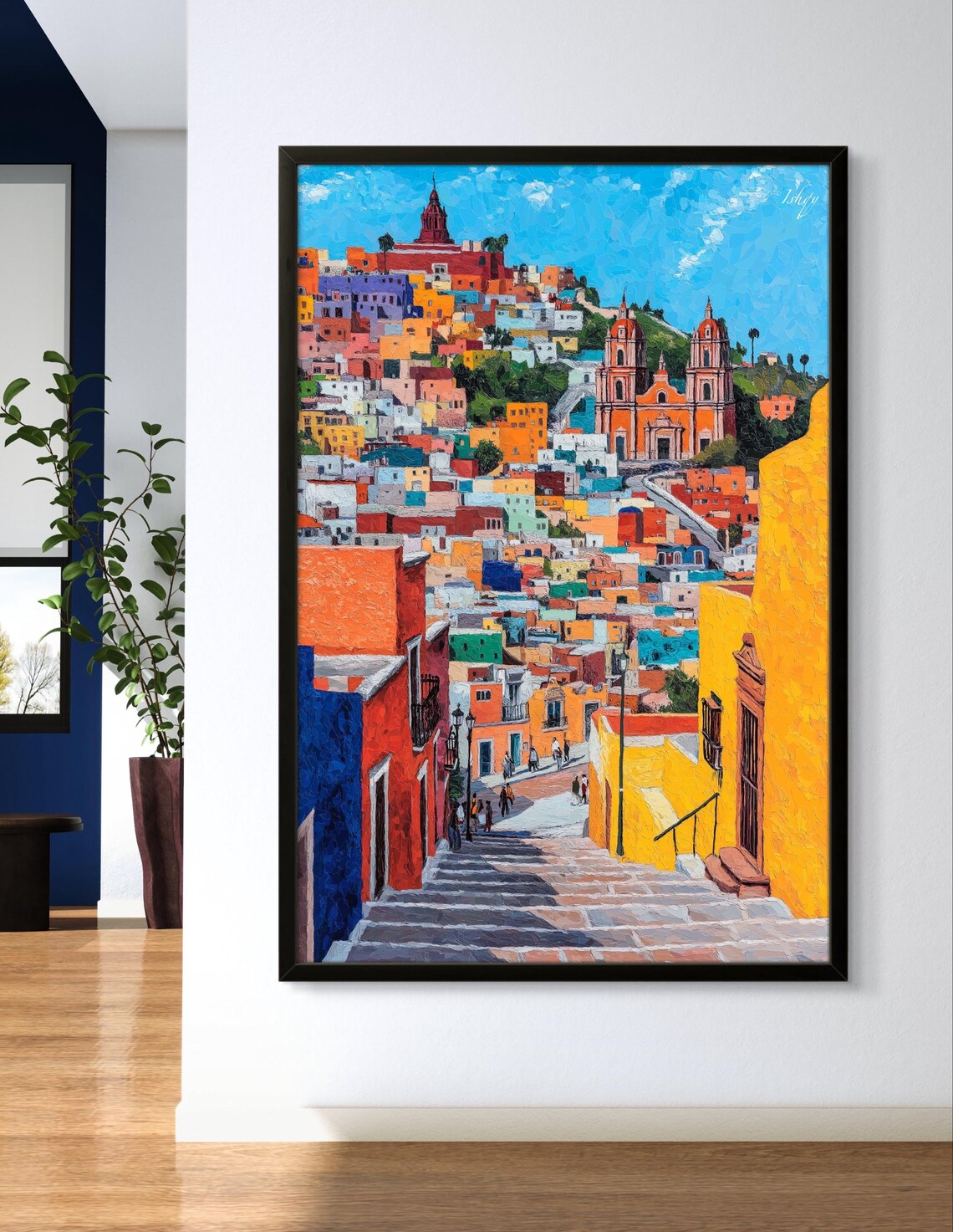 Guanajuato Colorful Hillside Colonial Town Stairs View Poster - Image 2