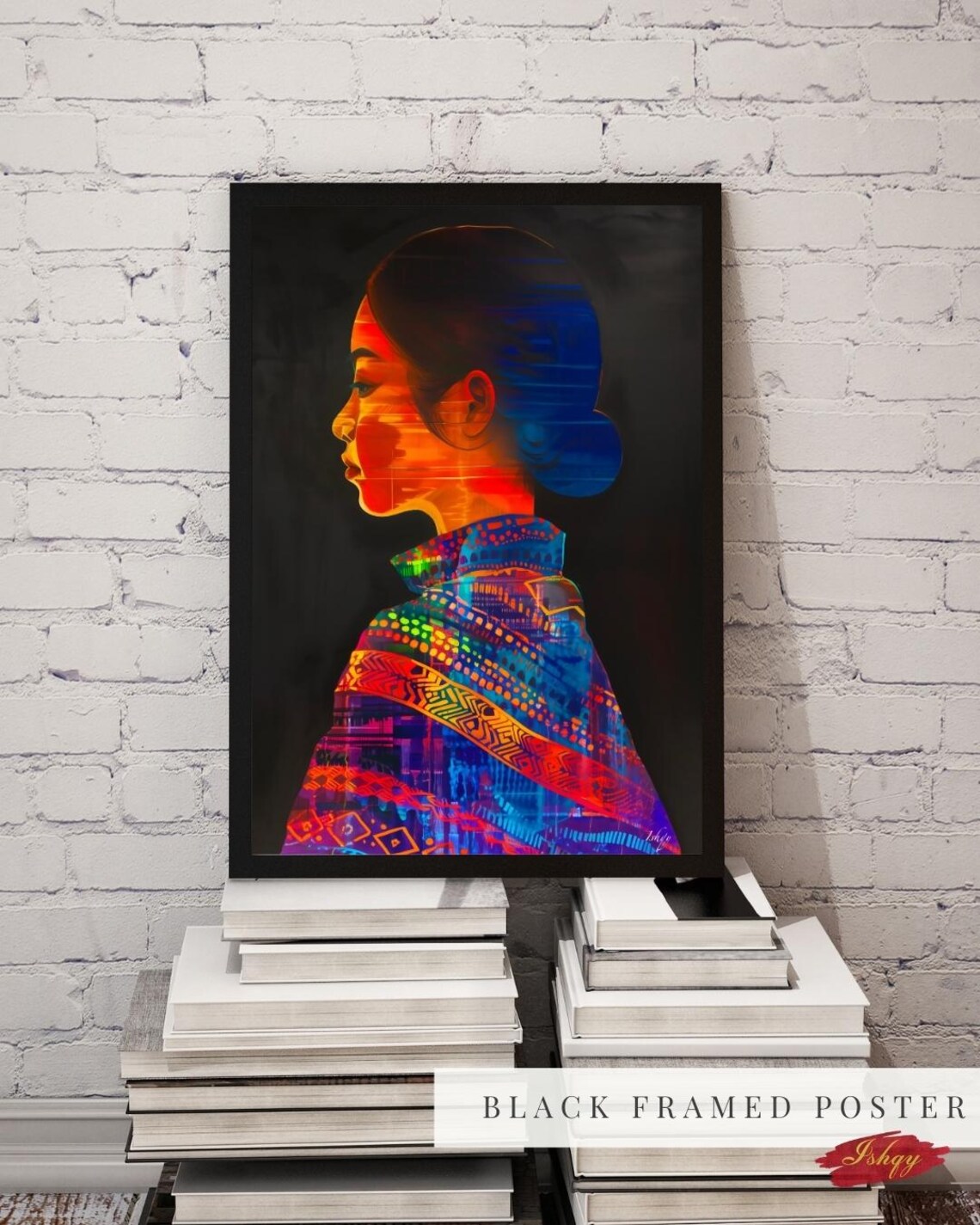 Filipino Woman Profile in Vibrant Patterned Shawl Cultural Art Poster - Image 3
