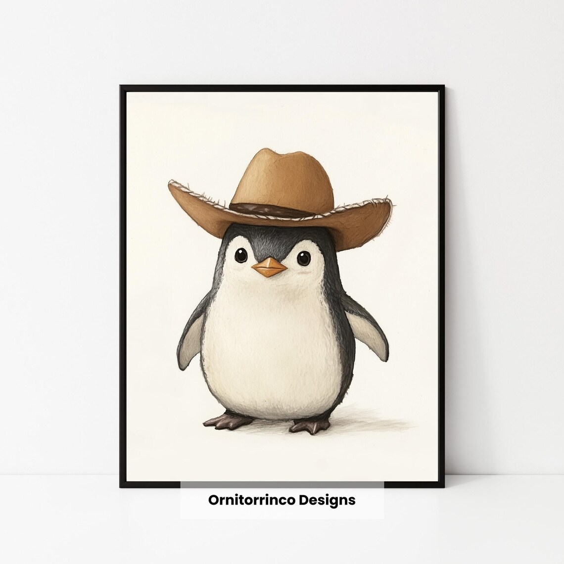Penguin Wearing Cowboy Hat, Western Home Decor - Image 3