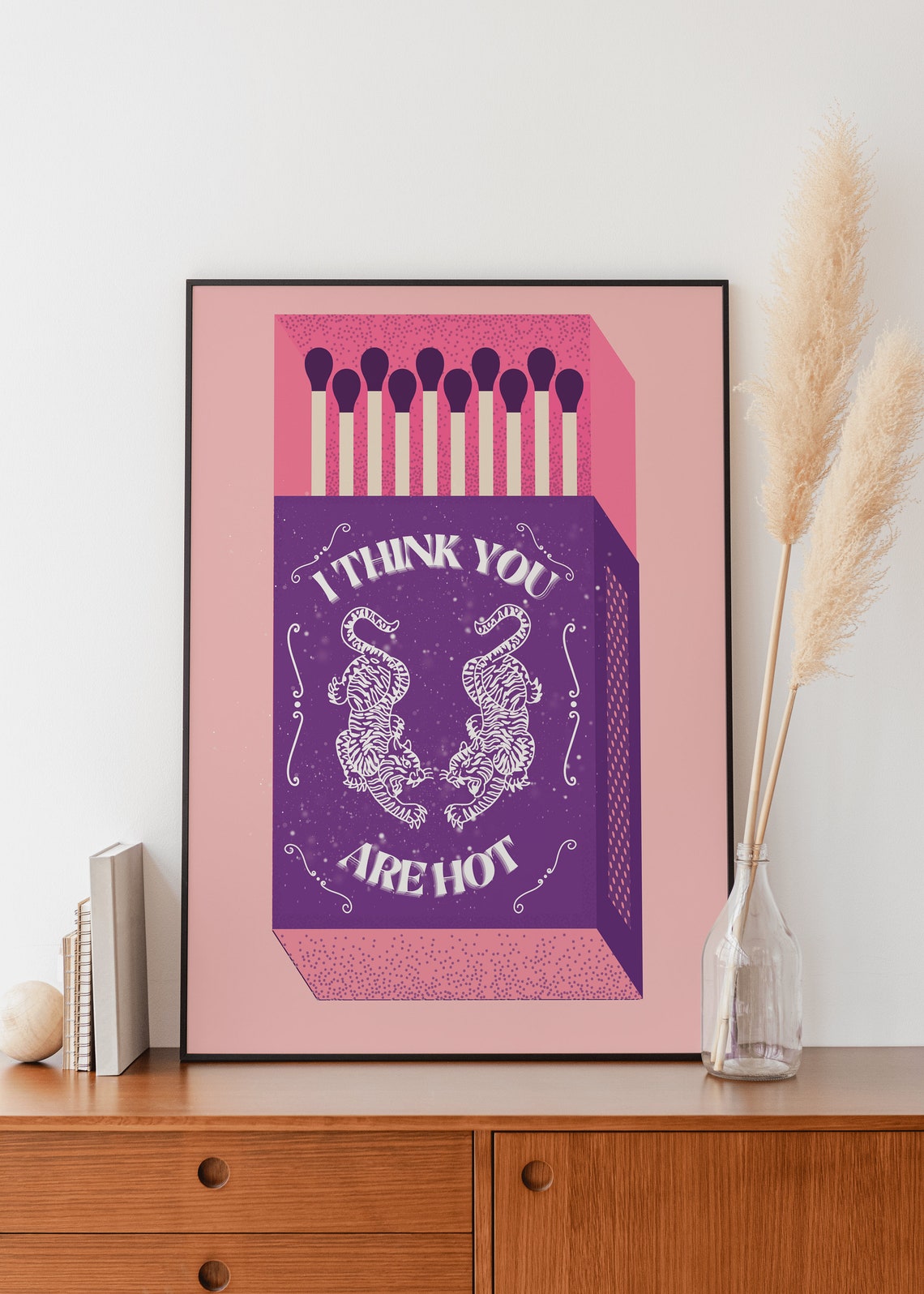 I Think You Are Hot Purple Matchbox White Tiger Love Gift Poster - Image 3