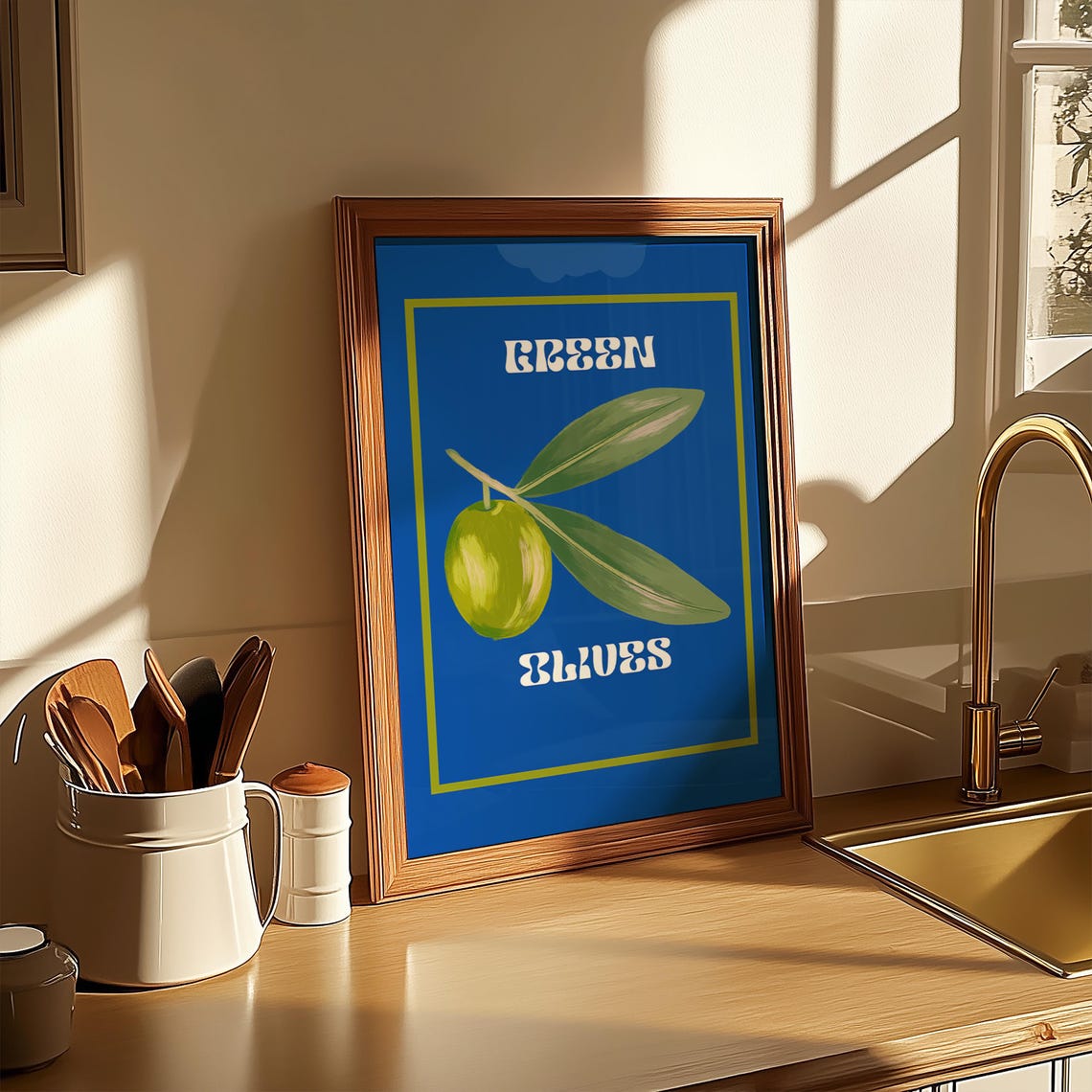 Green Olives Poster, Mediterranean Kitchen Decor - Image 3