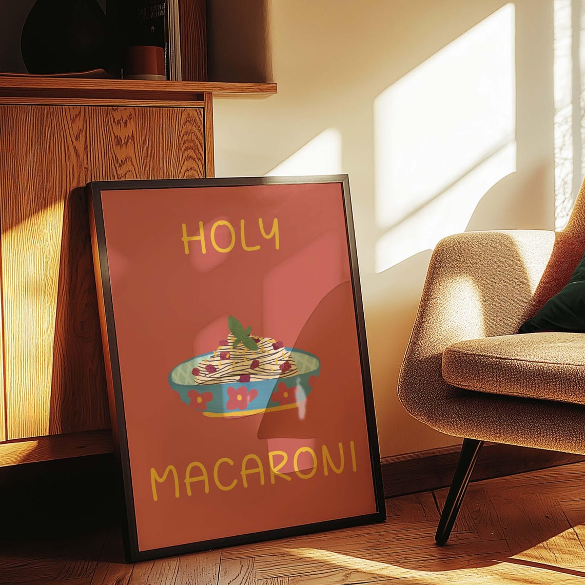 Holy Macaroni, Funny Pasta Kitchen Art Print