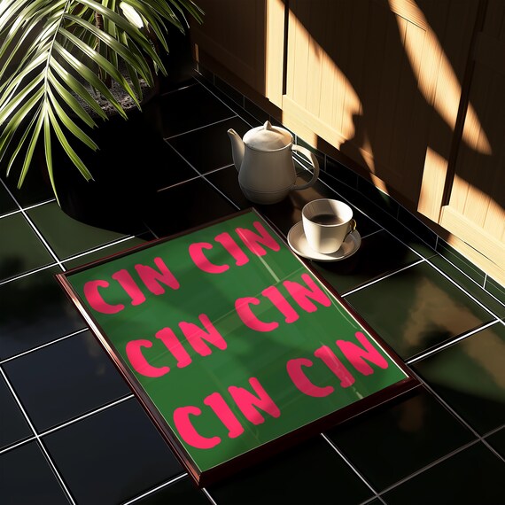 Cin Cin Print, Bold Red Italian Wine Toast