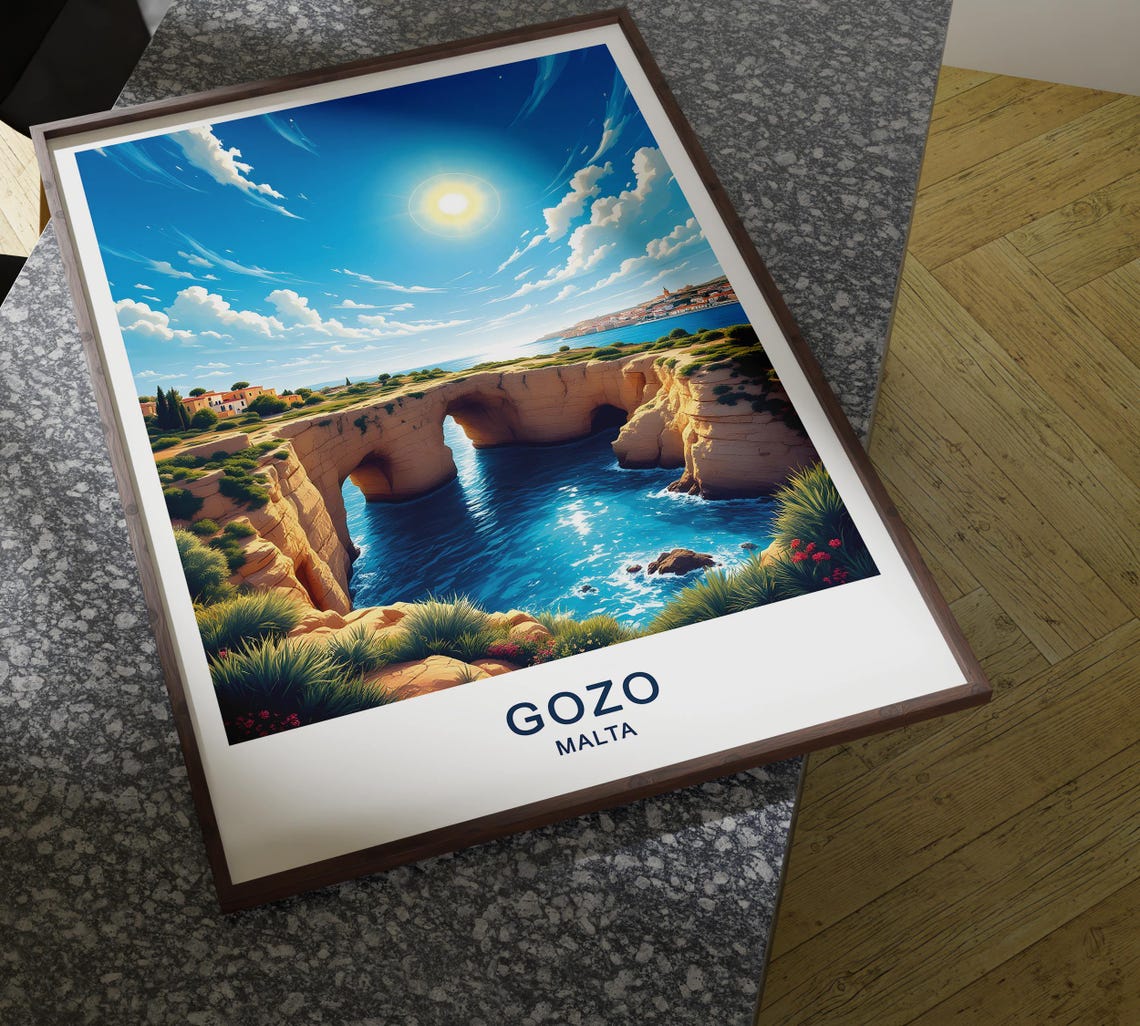 Gozo Malta Travel Poster Azure Window Remnants Scenic Coastlines And Tranquil Island Charm Wall Art - Image 4