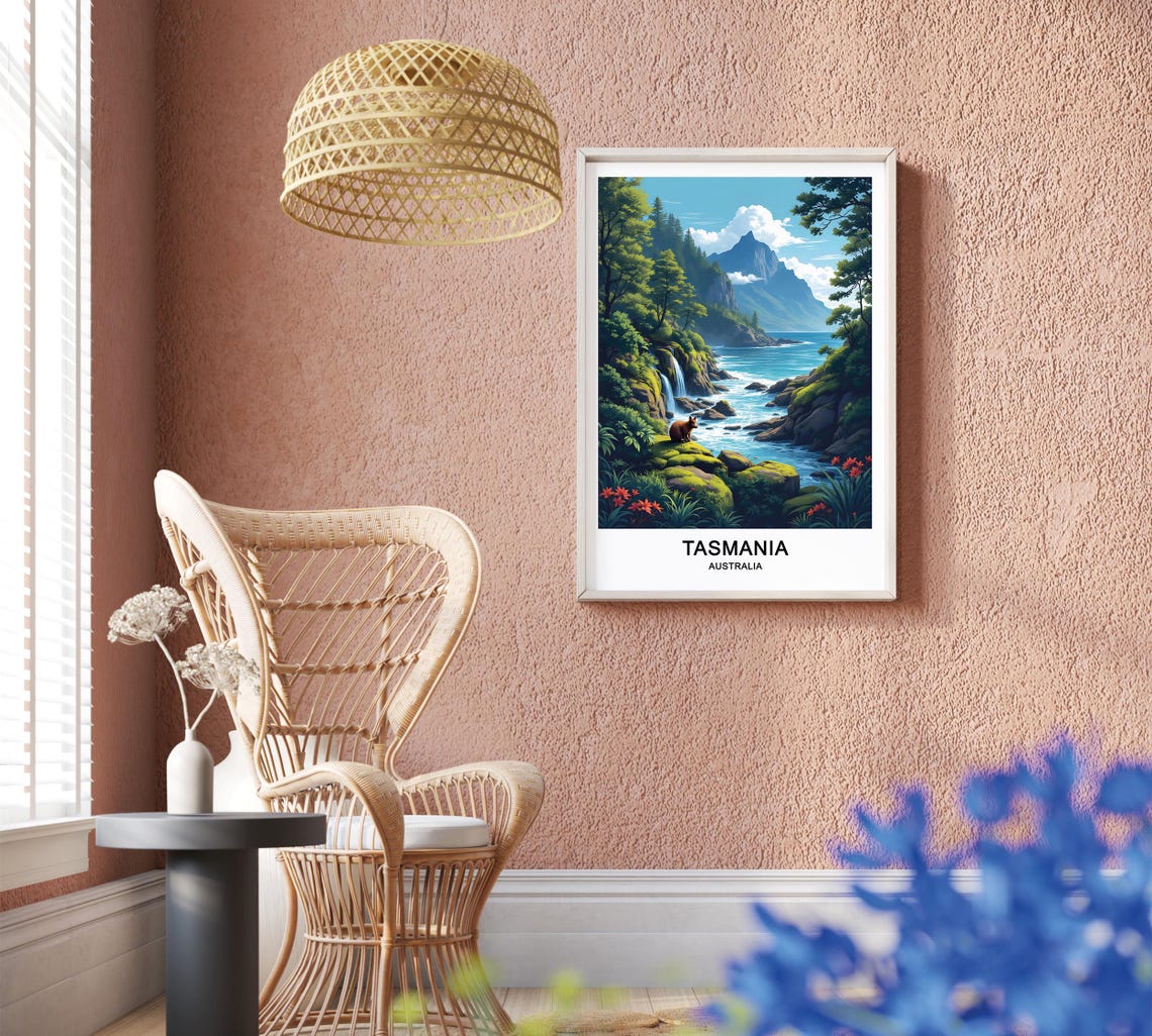 Tasmania Australia Coastal Waterfall Tasmanian Devil Wilderness Poster - Image 3