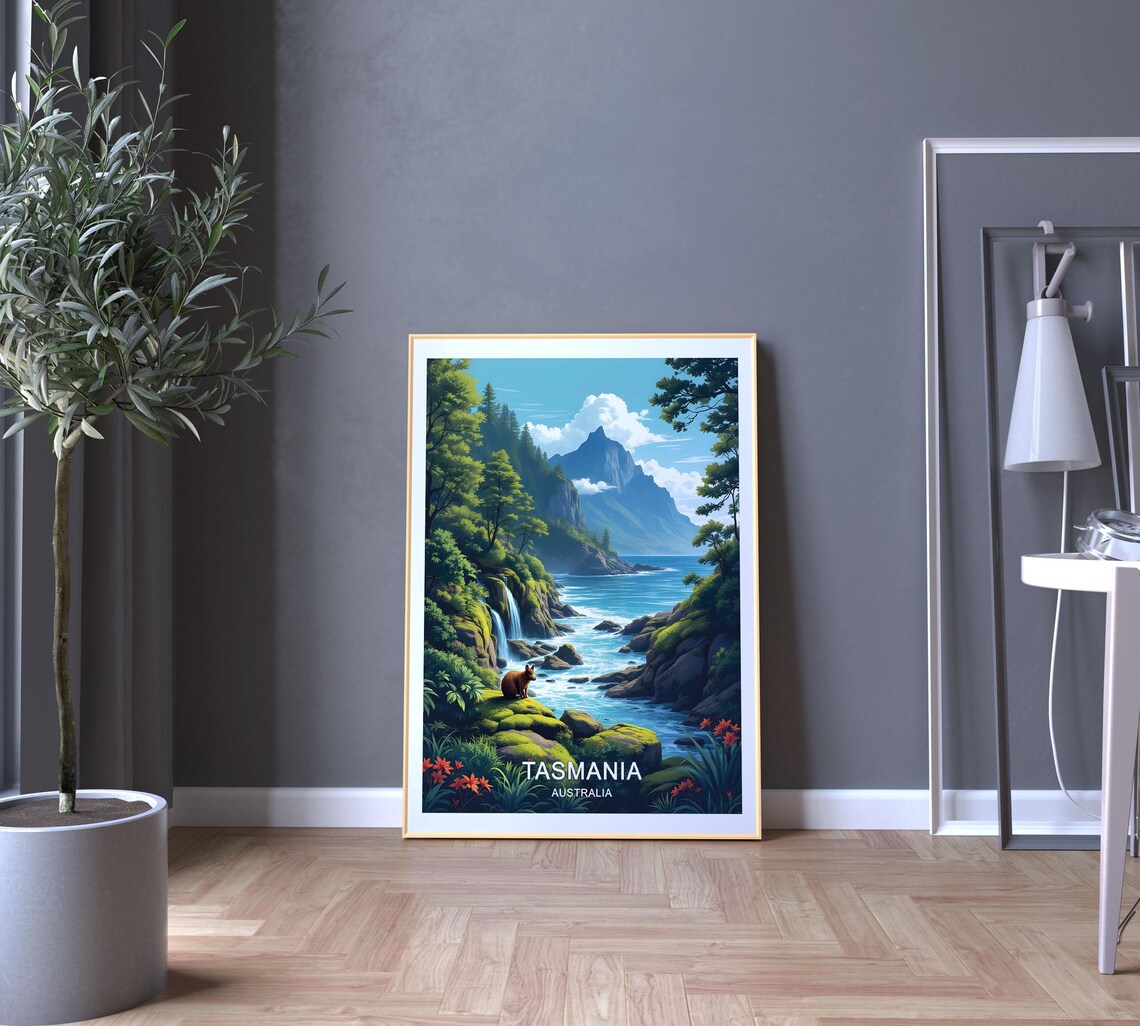 Tasmania Australia Coastal Waterfall Tasmanian Devil Wilderness Poster - Image 5