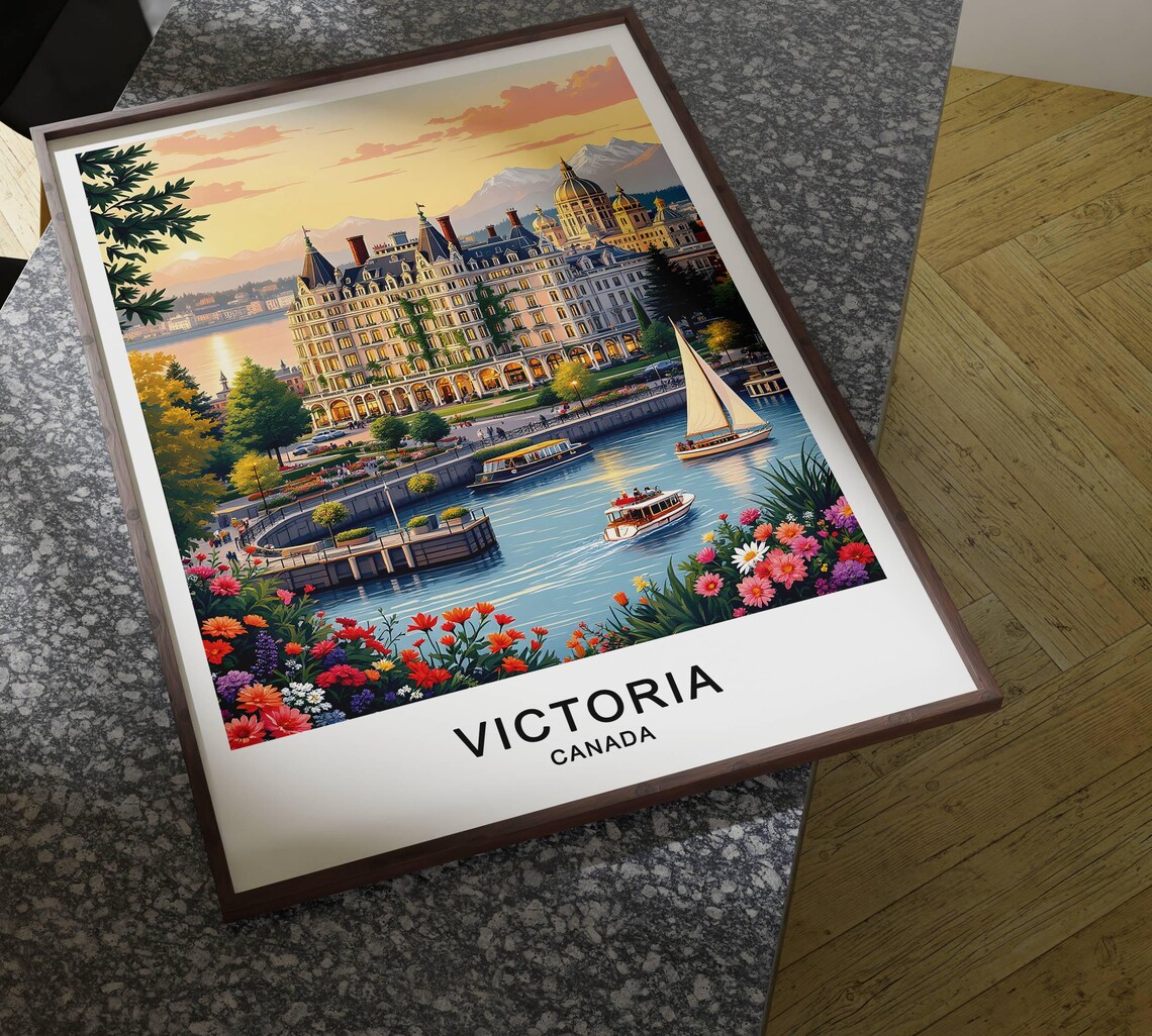 Victoria Canada Waterfront Grand Hotel Sailboats Sunset Poster - Image 4