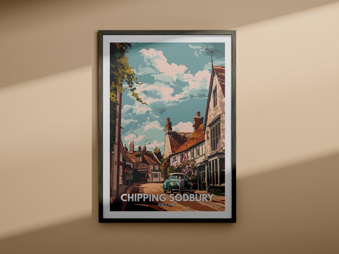 Chipping Sodbury Print Chipping Sodbury Poster Uk Wall Art British Travel Poster United Kingdom Print England City Art Decor - Image 4