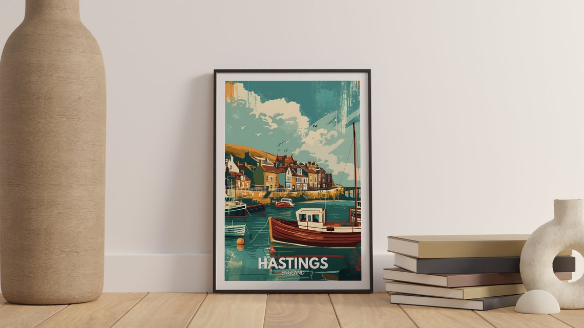 Hastings Art Print Hastings City Poster Uk Wall Art England Wall Decor British Travel Poster United Kingdom Print England City Art - Image 3