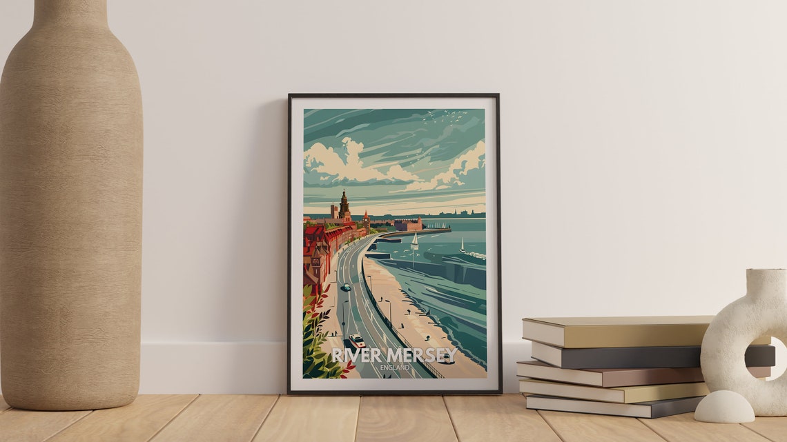 River Mersey England Vintage Waterfront Promenade Sailboats Poster - Image 3