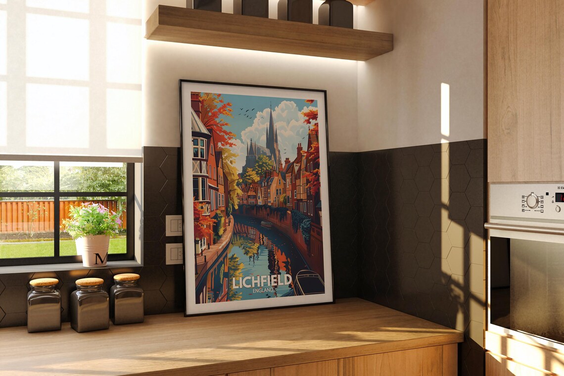 Lichfield Art Print Lichfield Poster Uk Wall Art England Wall Art Decor British Travel Poster United Kingdom Print England City Art - Image 3