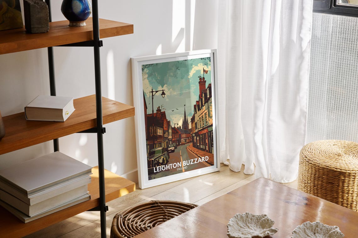 Leighton Buzzard England Classic High Street Spire Flag Poster - Image 2