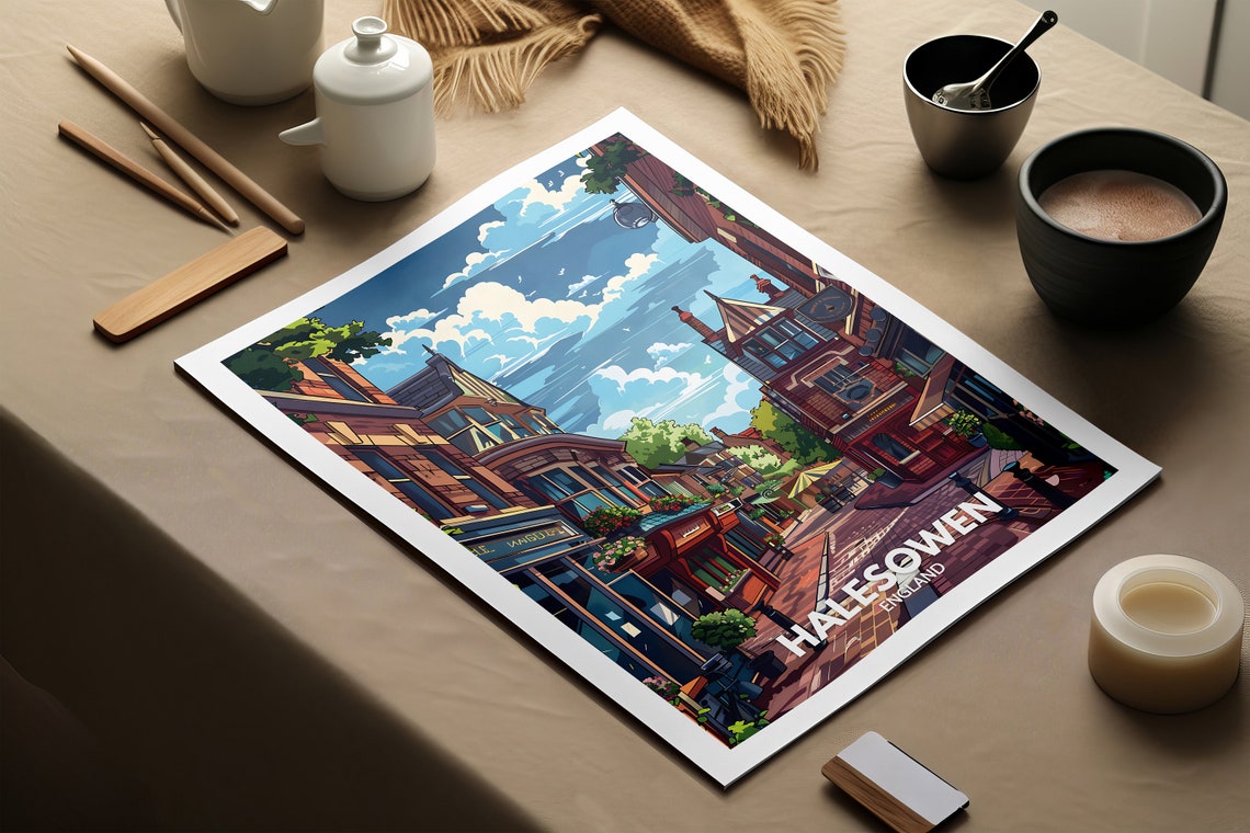 Halesowen Print Halesowen Poster Uk Wall Art England Wall Art Decor British Travel Poster United Kingdom Print England City Art - Image 2