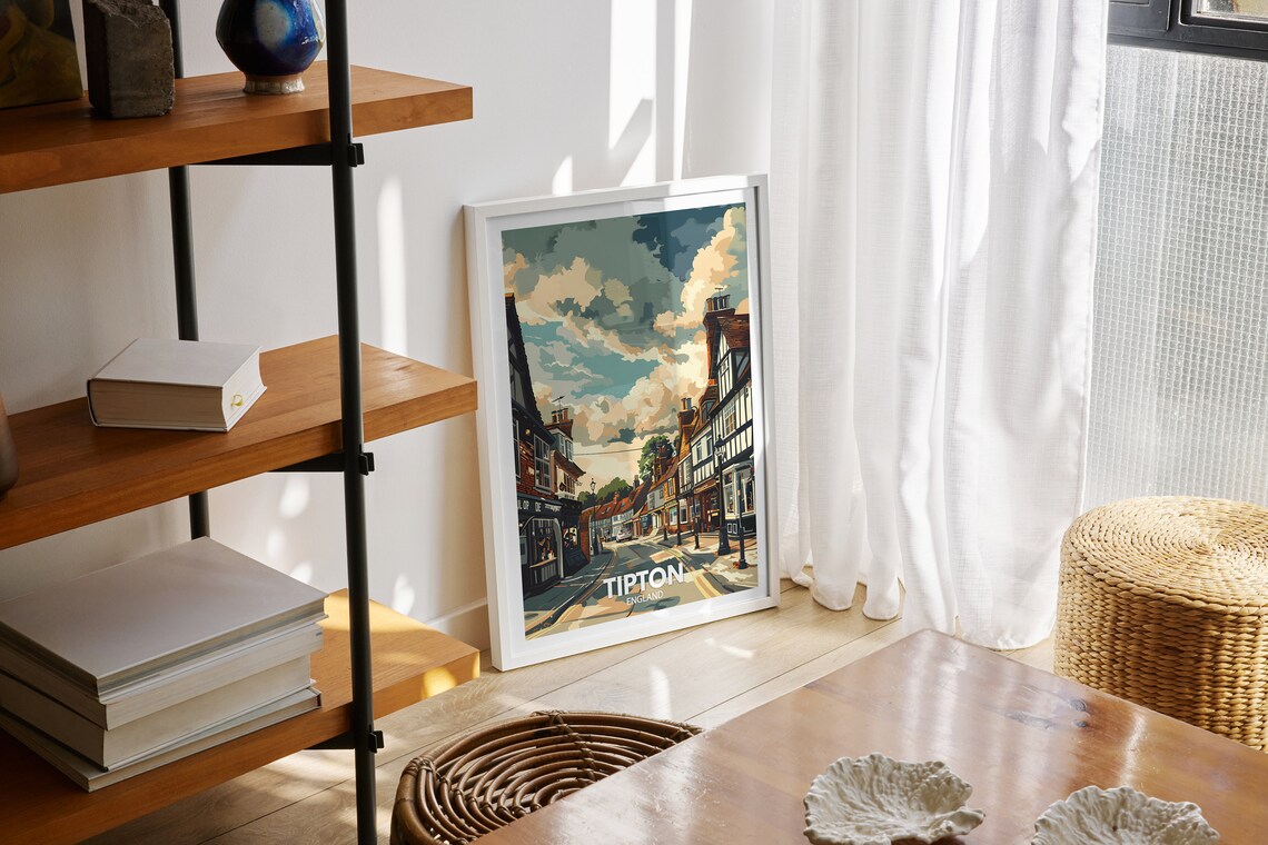 Tipton England Town Street Shops Cloudy Sky View Travel Poster - Image 2