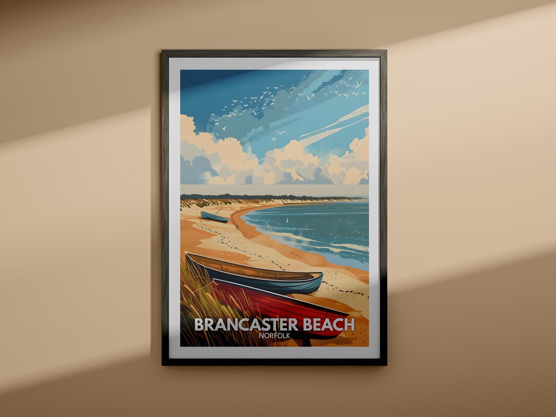 Brancaster Beach Norfolk Beached Rowboats Sandy Shoreline Poster - Image 4