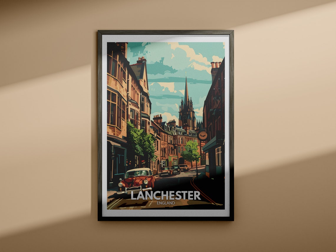 Lanchester Art Print Lanchester City Poster Uk Wall Art England Decor British Travel Poster United Kingdom Print England City Art - Image 4