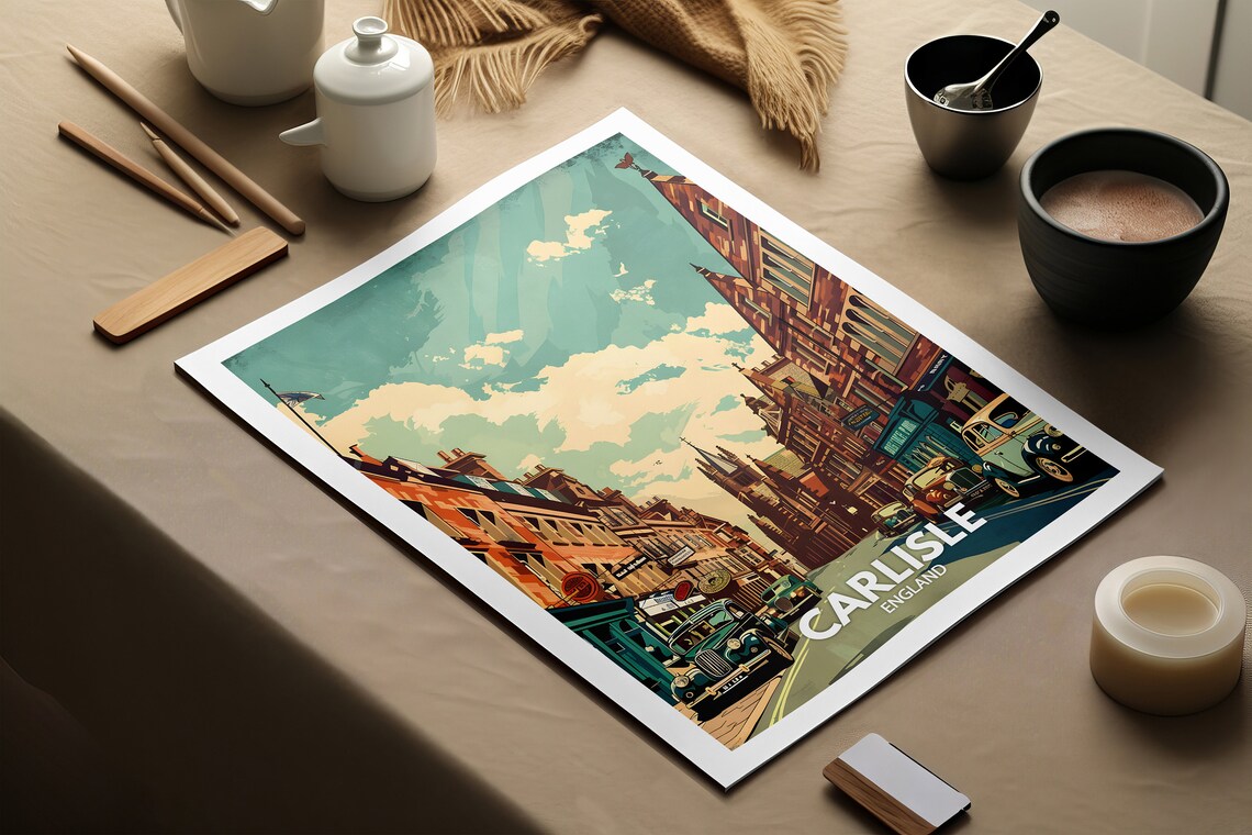 Carlisle England Historic Cathedral City Street Vintage Travel Poster - Image 2