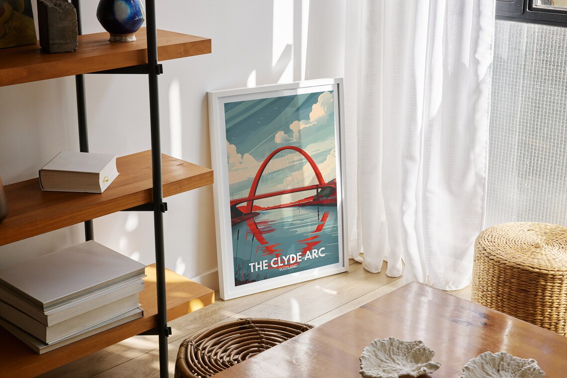 The Clyde Arc Scotland Red Arch Bridge River City Landmark Poster - Image 2