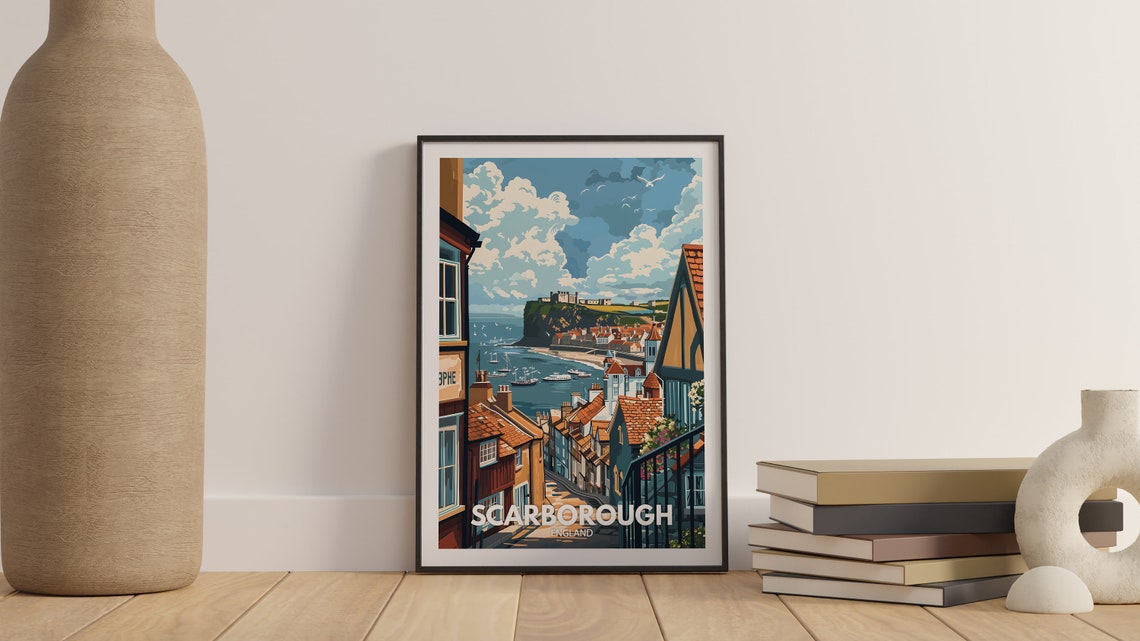 Scarborough Print Scarborough Poster Uk Wall Art England Wall Art Decor British Travel Poster United Kingdom Print England City Art - Image 3