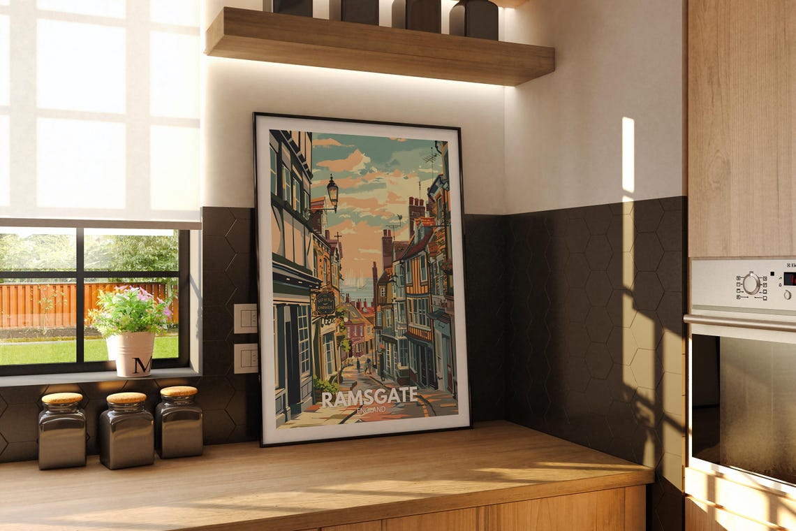 Ramsgate England Historic Old Town Street Harbor View Poster - Image 3