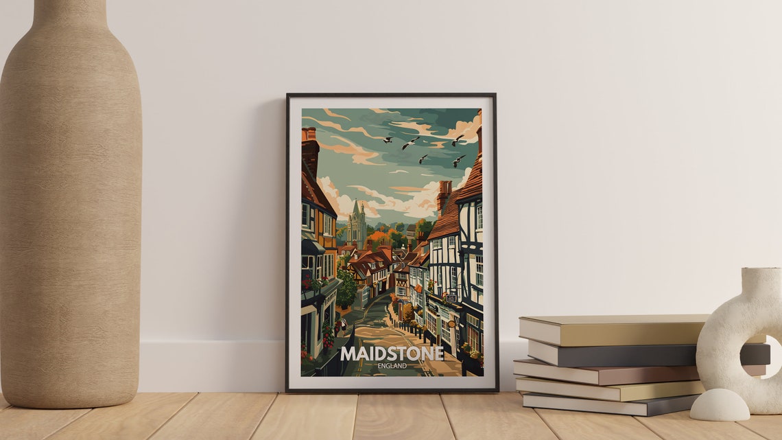 Maidstone Print Maidstone Poster Uk Wall Art England Wall Art Decor British Travel Poster United Kingdom Print England City Art - Image 3