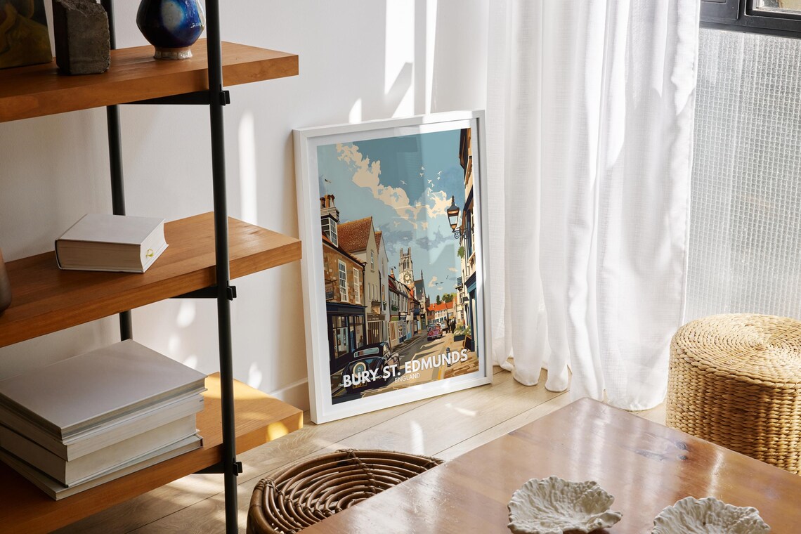 Bury St. Edmunds England Historic Market Town Street Travel Poster - Image 2